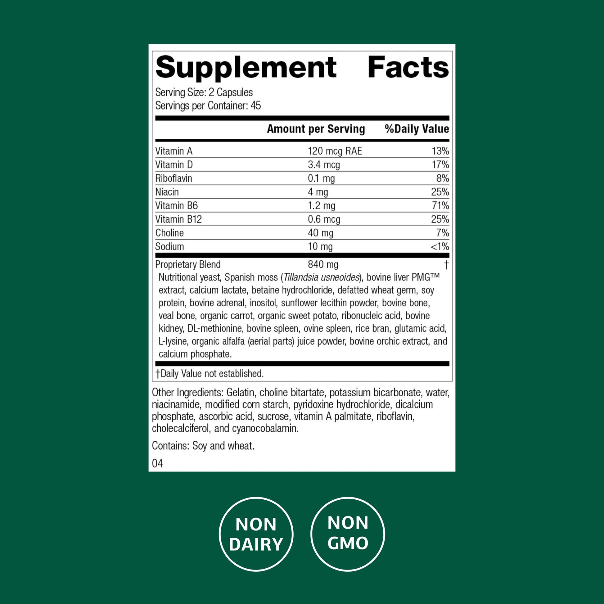 Standard Process Senaplex - Nervous System Support with Niacin, Vitamin B12 & B6 - Supports Brain Health & Cellular Health - Offers Antioxidant Activity - Non-Dairy - 90 Capsules (45 Servings) Standard Process Inc.Au supplements