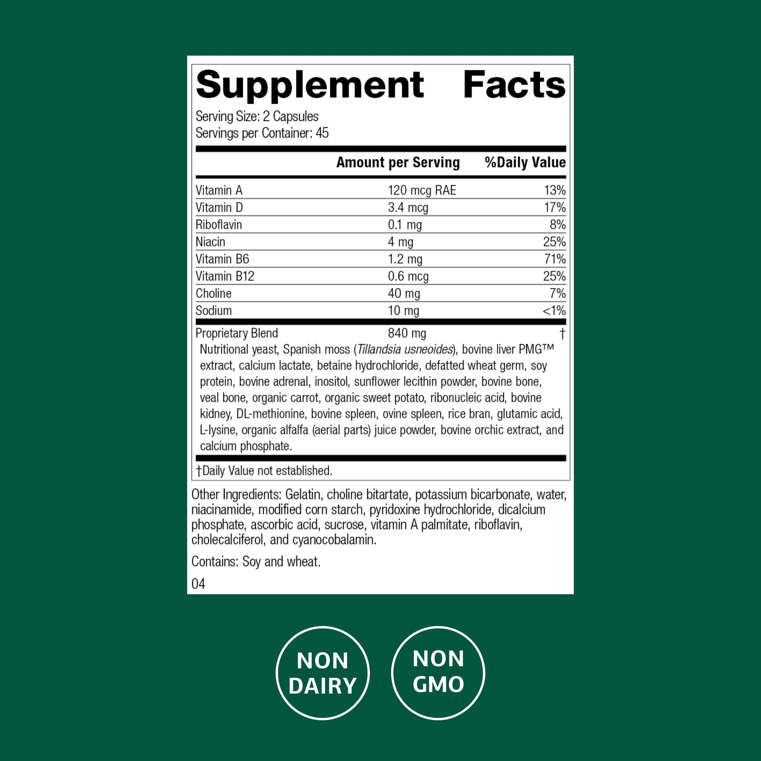 Standard Process Senaplex - Nervous System Support with Niacin, Vitamin B12 & B6 - Supports Brain Health & Cellular Health - Offers Antioxidant Activity - Non-Dairy - 90 Capsules (45 Servings) Standard Process Inc.Au supplements