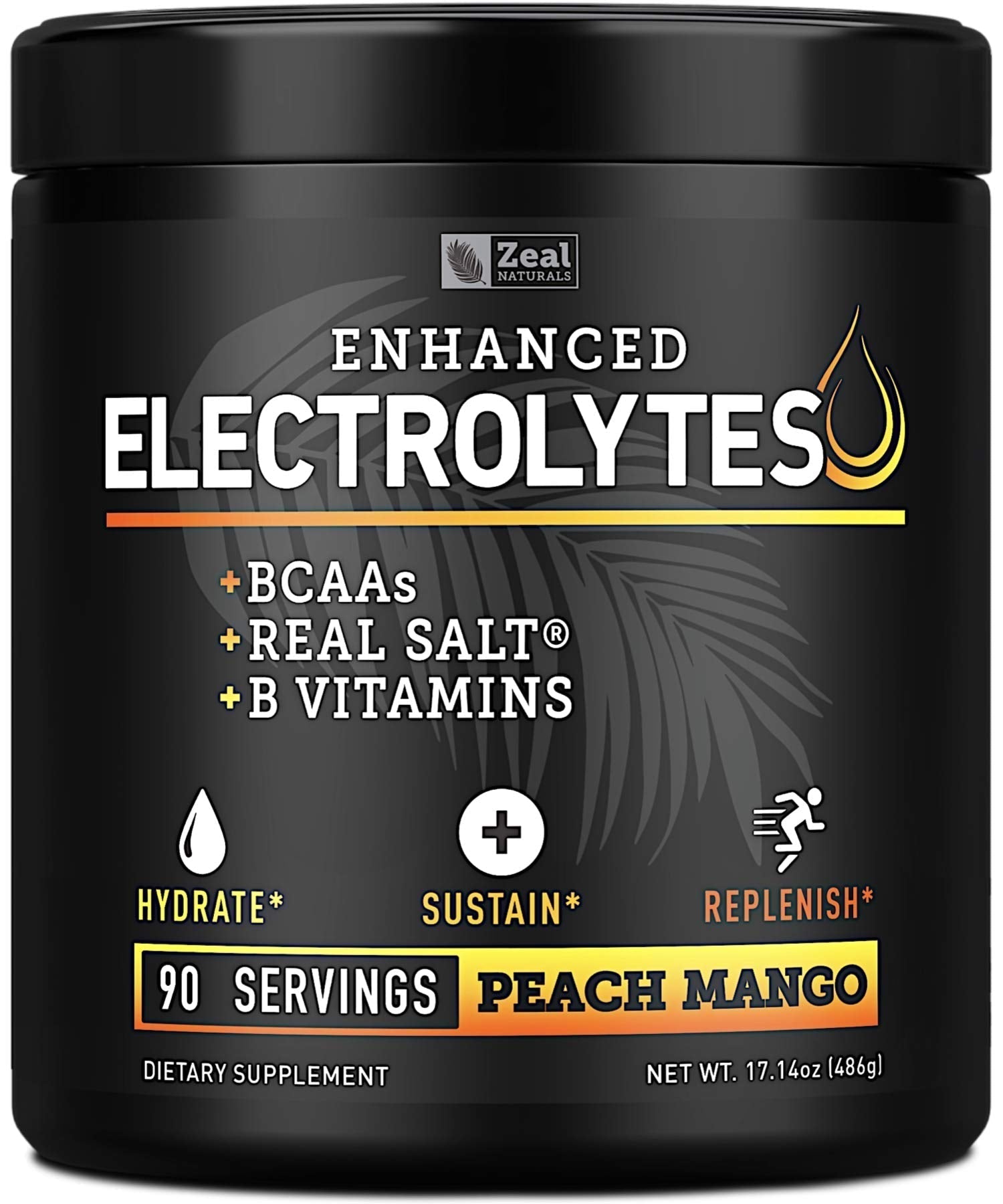 Enhanced Electrolyte Powder (Peach Mango | 90ct.) + BCAA, B-Vitamins & Real Salt Zeal NaturalsAu supplements