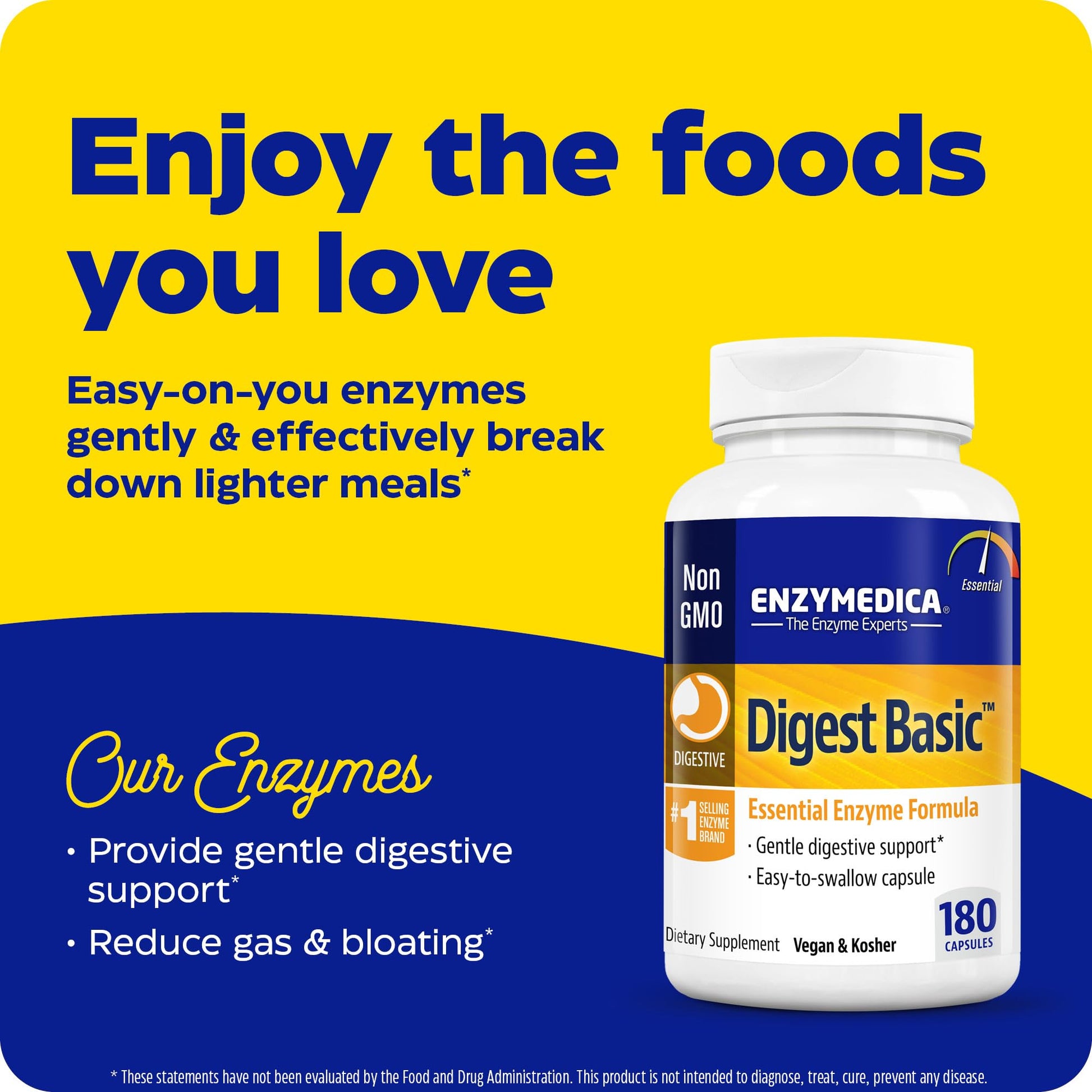 Enzymedica Digest Basic, Digestive Enzymes for Sensitive Stomachs, Offers Fast-Acting EnzymedicaAu supplements