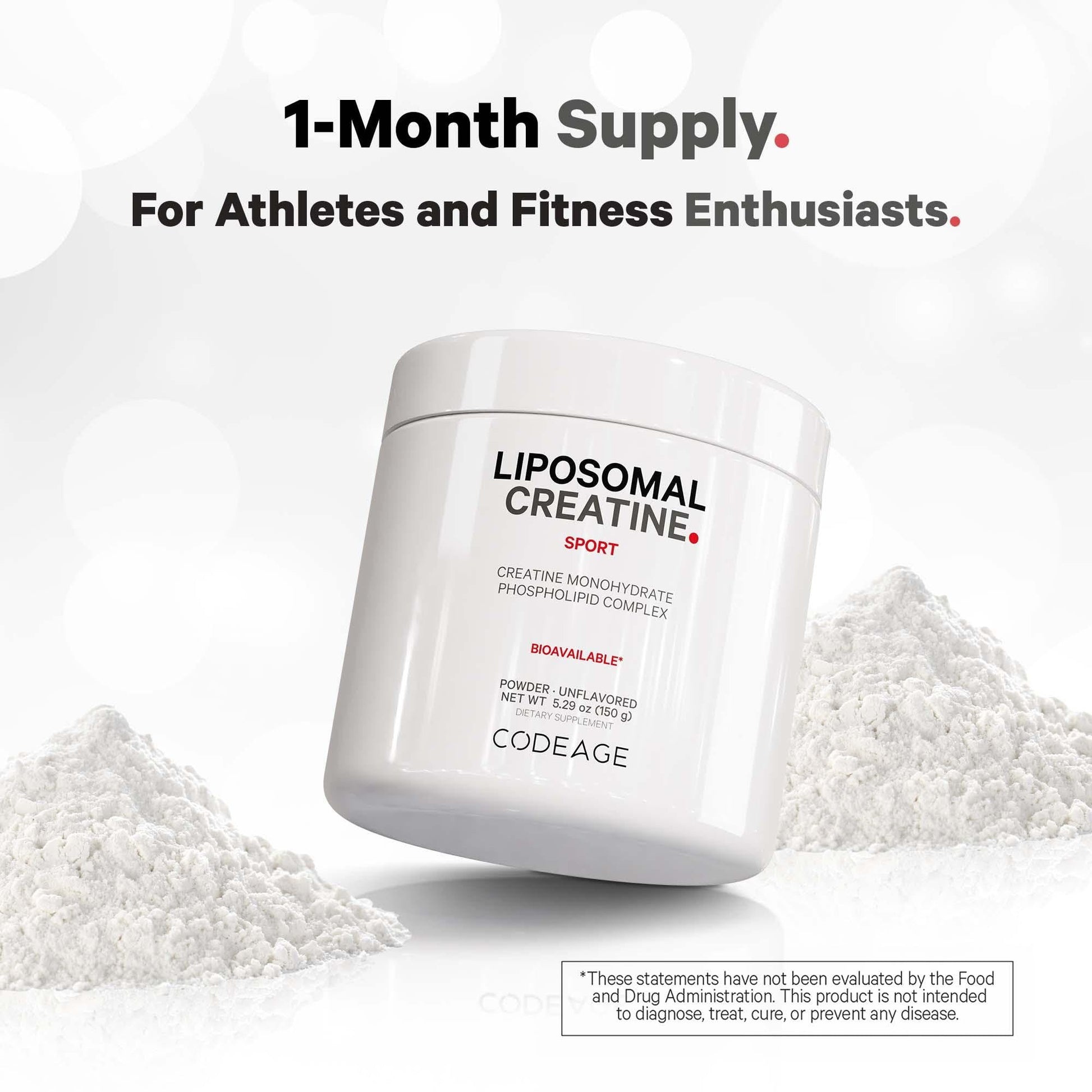 Codeage Liposomal Creatine Powder Supplement, Pure Creatine Monohydrate 5000mg, Pre Workout & Post Workouts - Unflavored Creatine, Micronized Creatine Powder - Creatinine for Sports - 30 Servings CodeageAu supplements