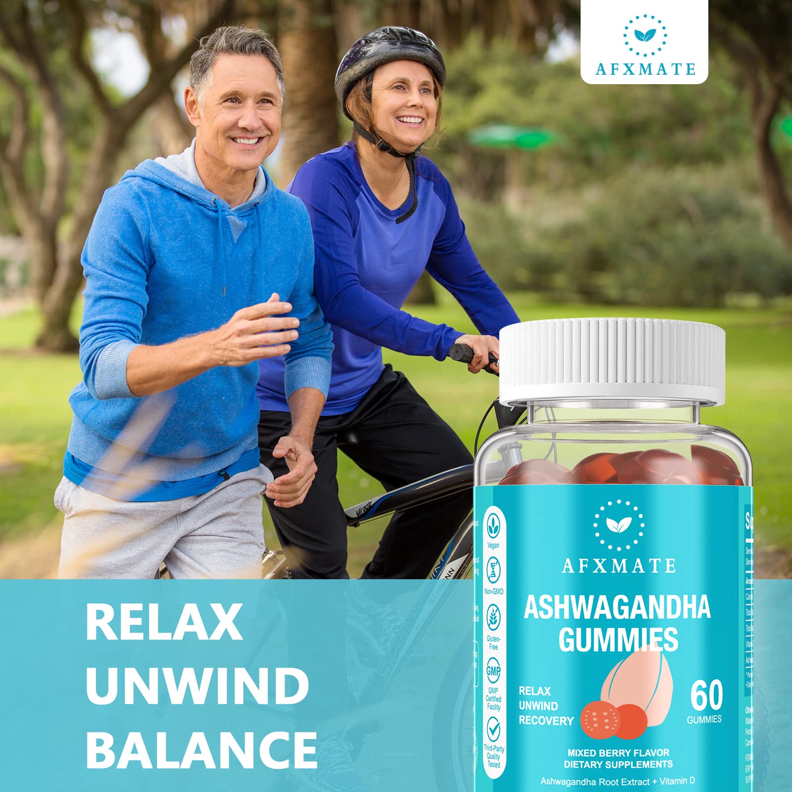 AFXMATE Ashwagandha Gummies & Vitamin D Gummies for Men & Women 120 Count Aswangdha Supplement (Non-GMO, Sugar Free & Gluten Free) AFXMATEAu supplements