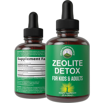 Zeolite Detox for Kids & Adults with Cilantro. Volcanic Mineral from Idaho USA. Zeolite Clinoptilolite Liquid Drops Gentle Cleanse Supplement with Vitamins B12 & D. Support Focus, Energy, Gut, Speech Peak PerformanceAu supplements