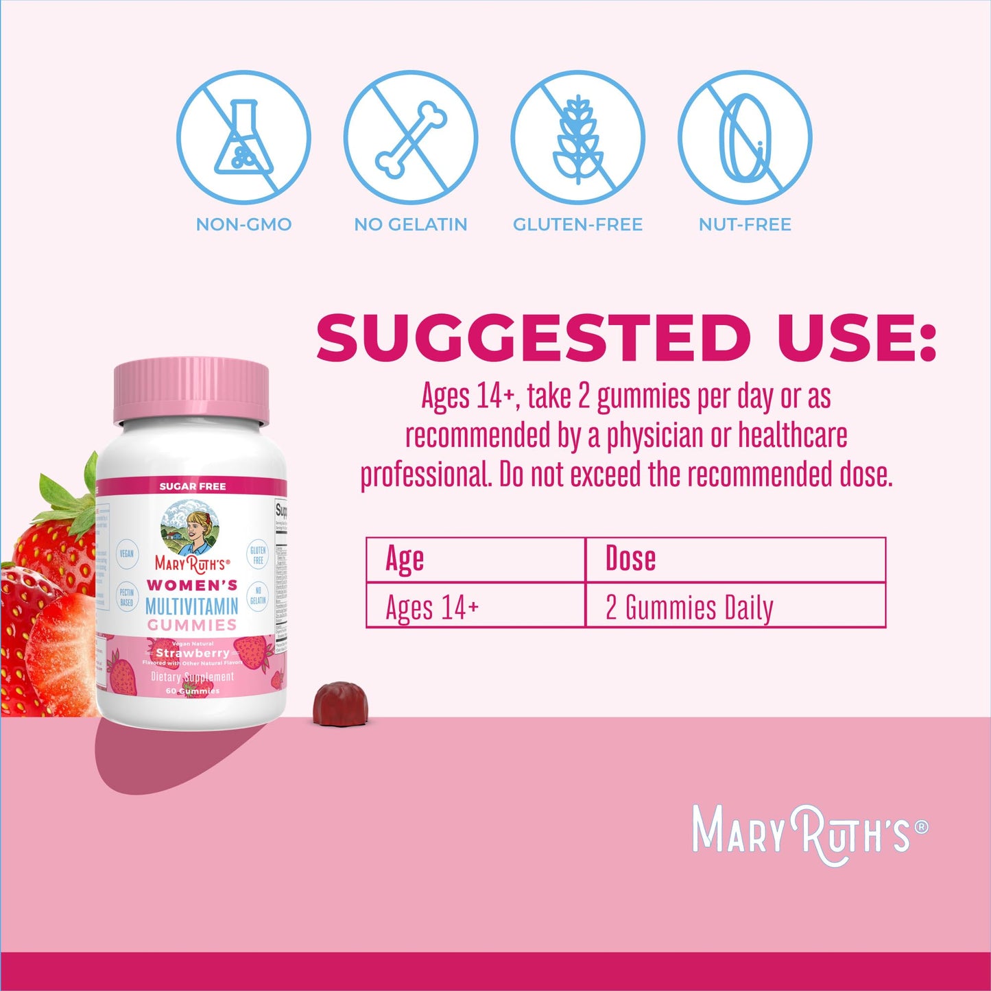 MaryRuth Organics Women's Immune Support Multivitamin Gummies | Ages 14+ | Skin Health | Gummy Vitamins for Women | Sugar-Free | Vegan | Non-GMO | 60 Count MARYRUTH'SUS supplements
