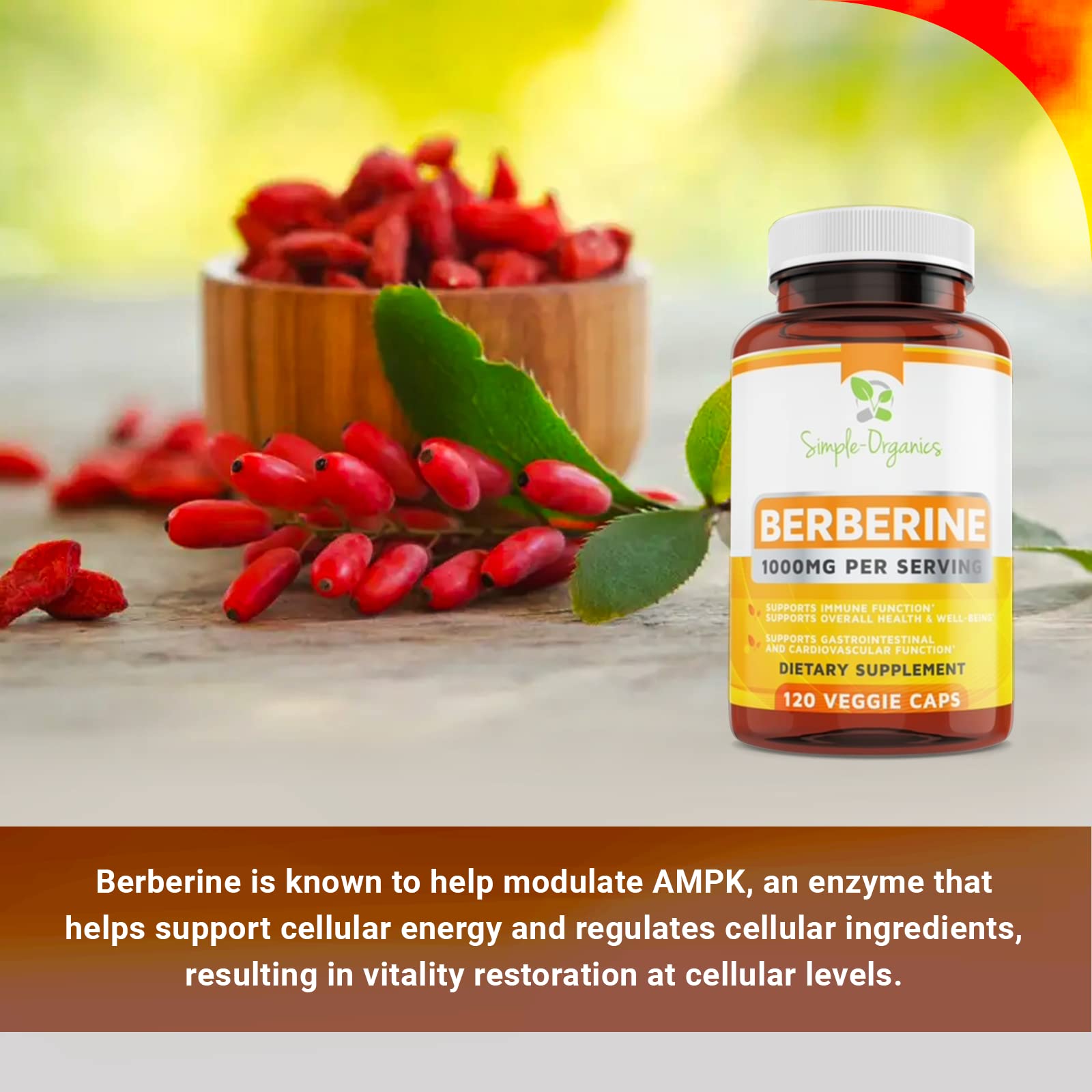 Simple-Organics Berberine 500mg (1000mg Per Serving) for Supports Healthy Immune Simple-OrganicsAu supplements