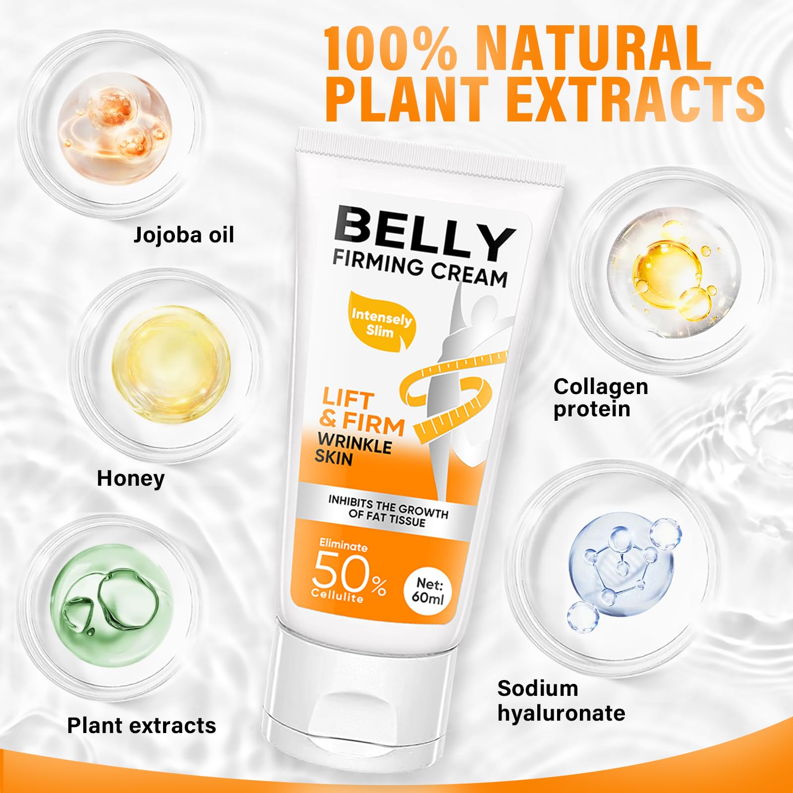 B Flat Belly Firming Cream, Skin Tightening & Cellulite Cream, Moisturizing Firming Lotion Weeping Willow Oil CoUS supplements