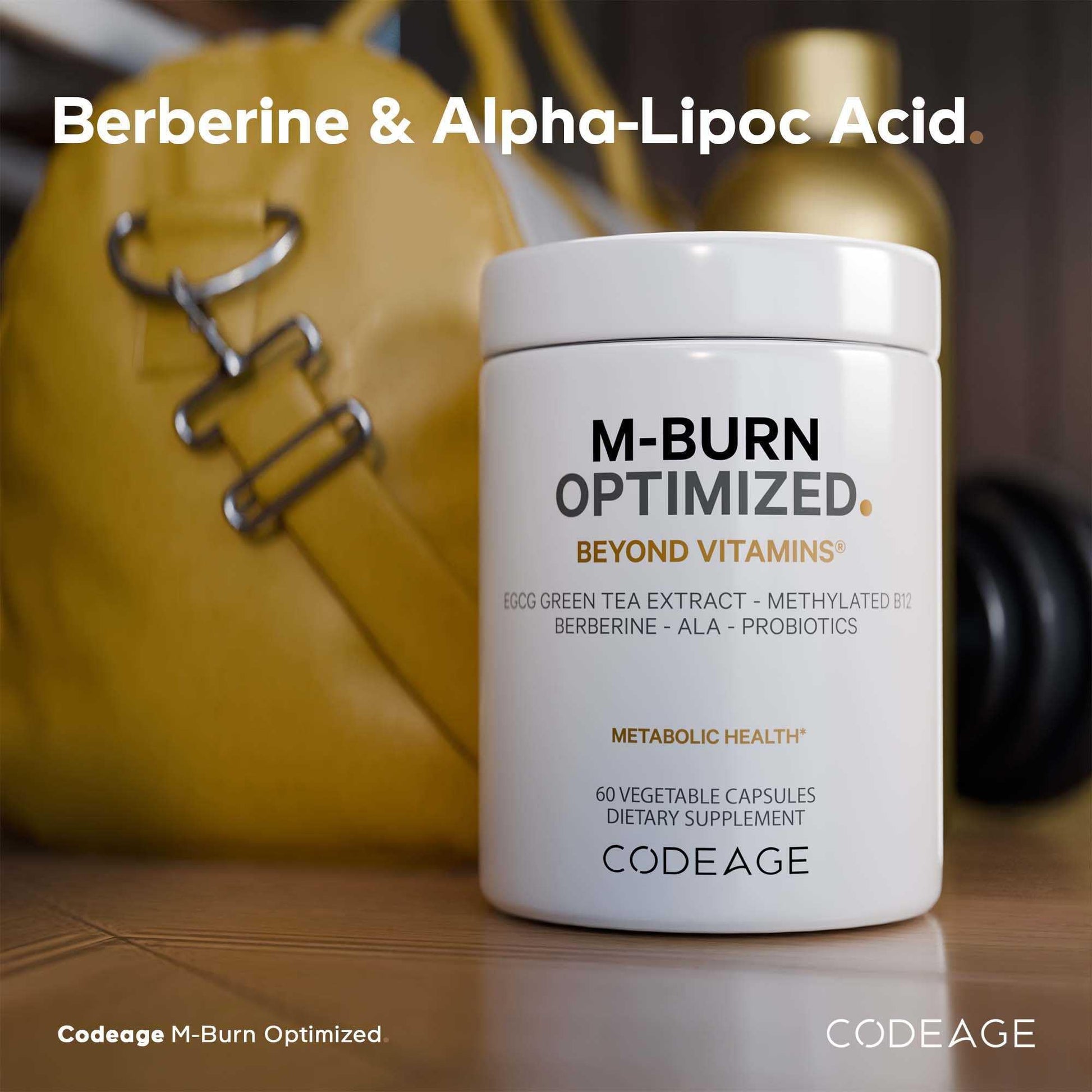 Codeage M-Burn Optimized Supplement - Decaffeinated Green Tea Std. to 50% EGCG, Berberine, Akkermansia, Vitamin B12 - Probiotics - Vitamins - 60 Capsules CodeageAu supplements