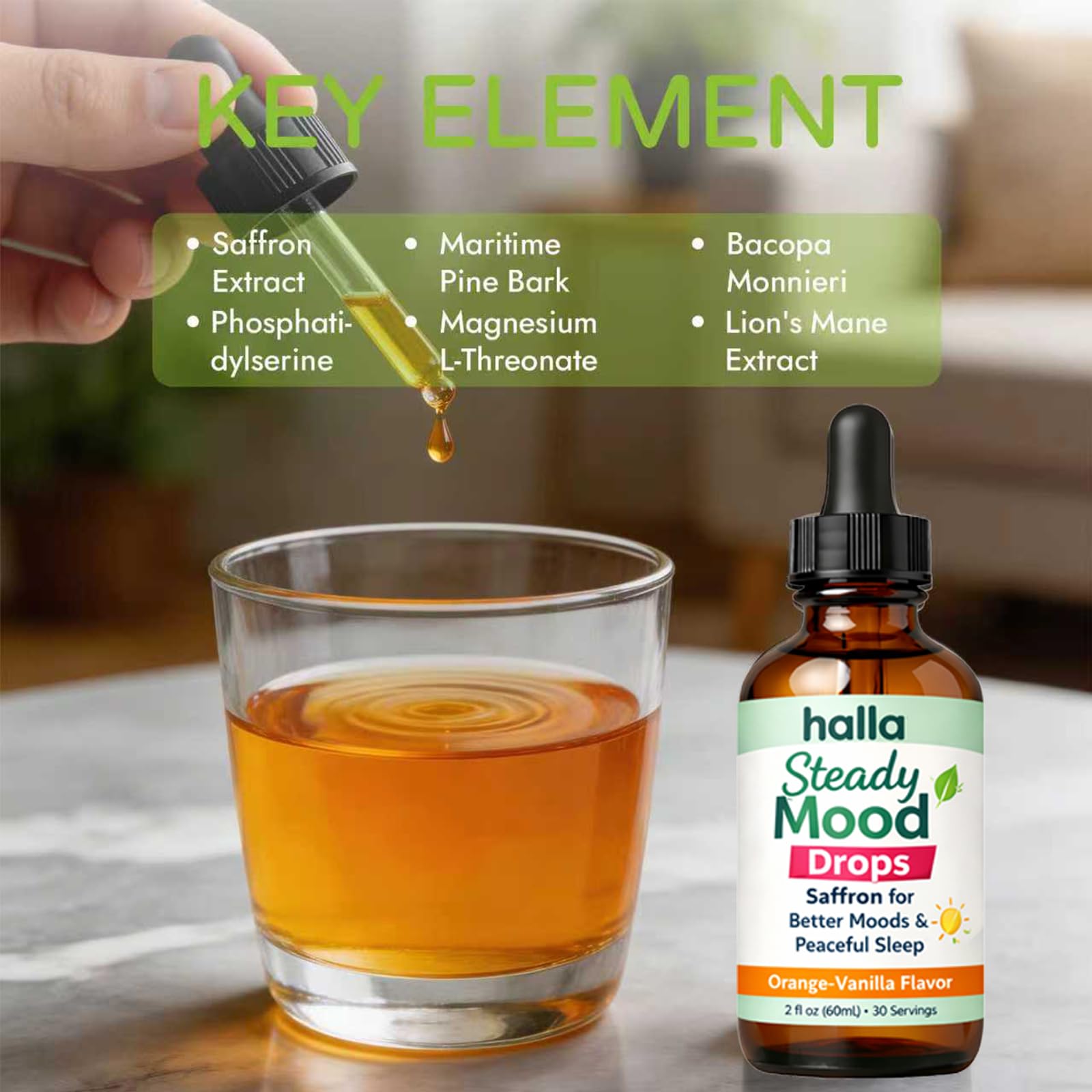 ReviveNerve Halla Steady Mood Drops, with Pine Bark Extract, Orange-Vanilla Flavor - Promotes Mood, Focus, Attention & Sleep Support - Liquid Drops(1pcs) ReviveNerveAu supplements
