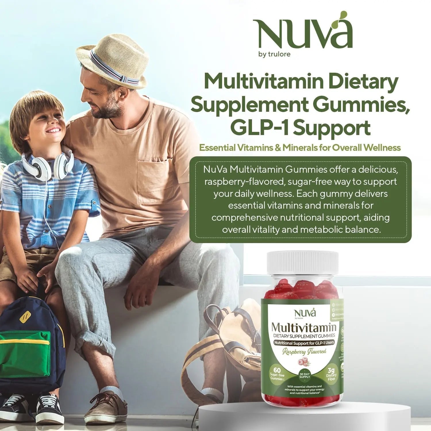 NuVa GLP-1 Support Multivitamin Gummies for Men & Women: Raspberry, Sugar-Free, 3g Fiber for Digestion & Gut Health NuVaAu supplements