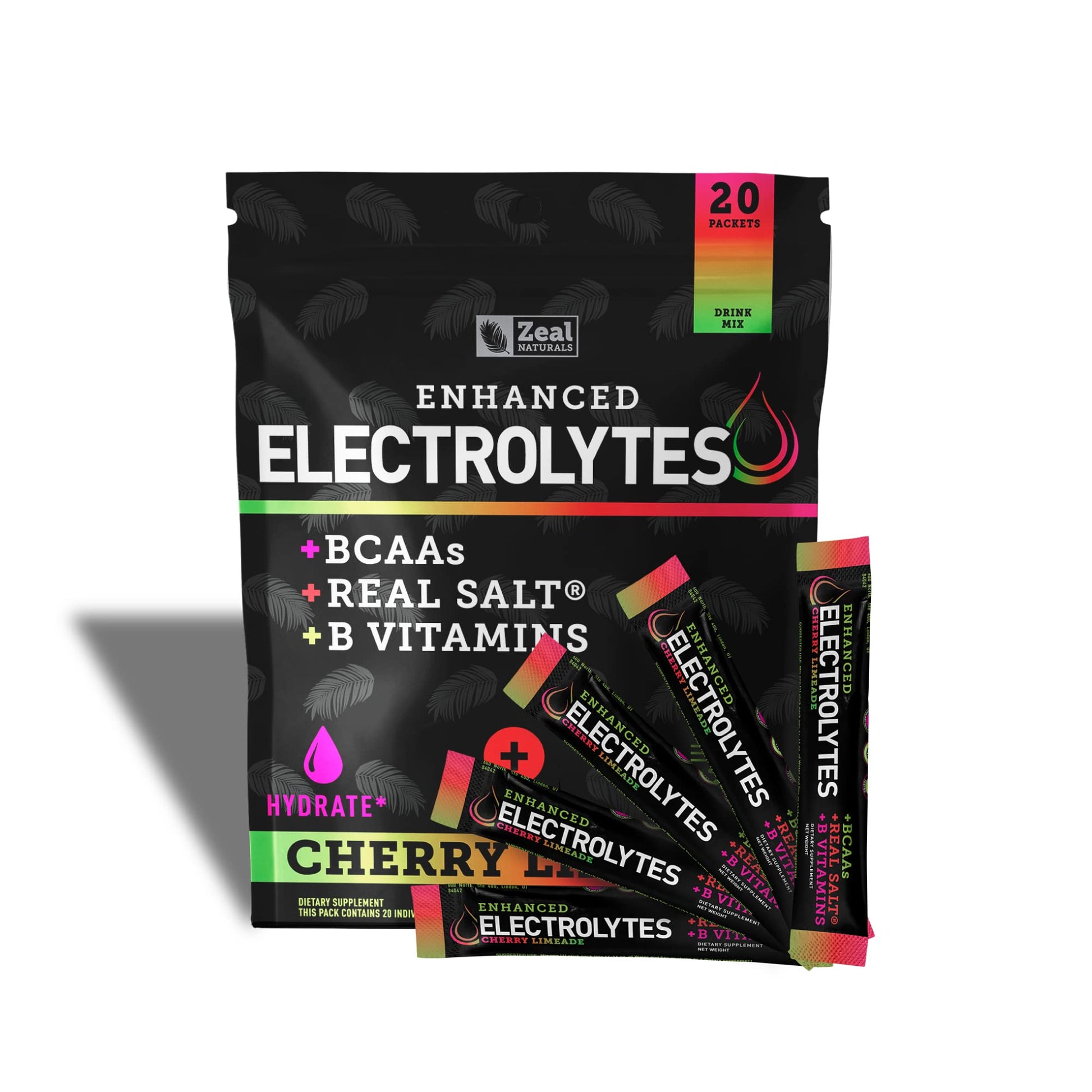 Enhanced Powder Stick Packs (Cherry Limeade- 20 Packets) Sugar Free + BCAA B Zeal NaturalsAu supplements