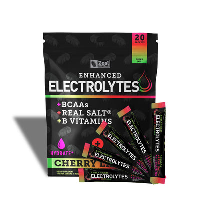 Enhanced Powder Stick Packs (Cherry Limeade- 20 Packets) Sugar Free + BCAA B Zeal NaturalsUS supplements