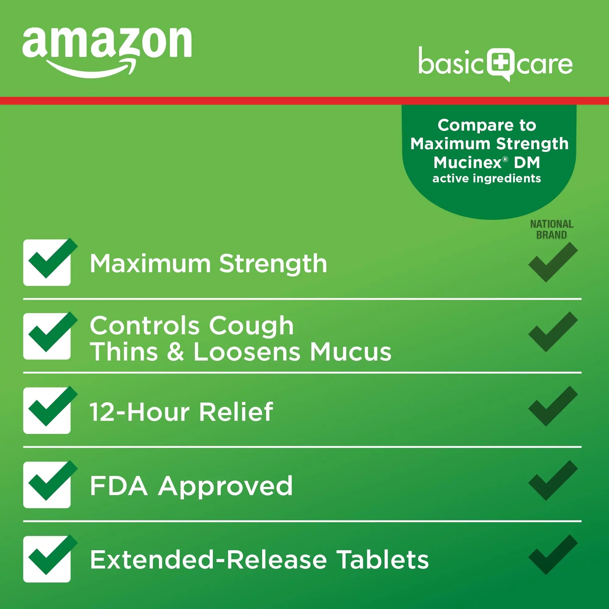 Amazon Basic Care Maximum Strength Mucus DM, Expectorant and Cough Suppressant Extended-Release Tablets, 42 Count Amazon Basic Carenz supplements