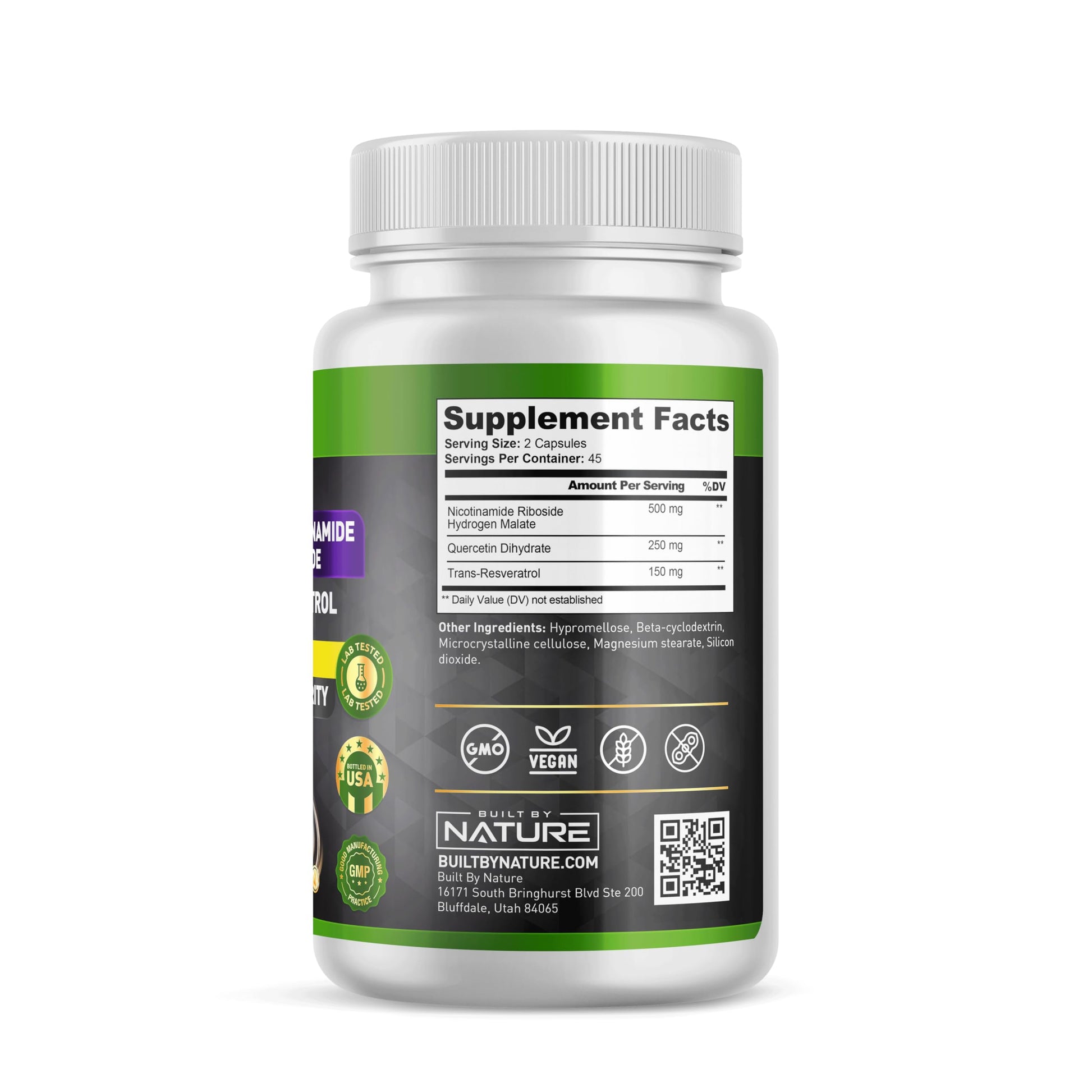 Built by Nature NAD Supplement – NAD+ Nicotinamide Riboside with Resveratrol & Quercetin 900mg Formula – NMN Alternative Supplement for Energy, Cellular Health & Anti-Aging – 90 Capsules Built by NatureAu supplements
