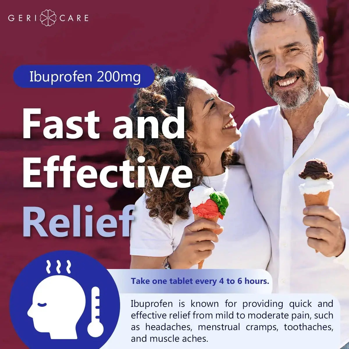 GeriCare Ibuprofen 200mg, Pain Reliever, Fever Reducer, Relieves Body Aches, 500 Count (Pack of 1) GeriCareAu supplements