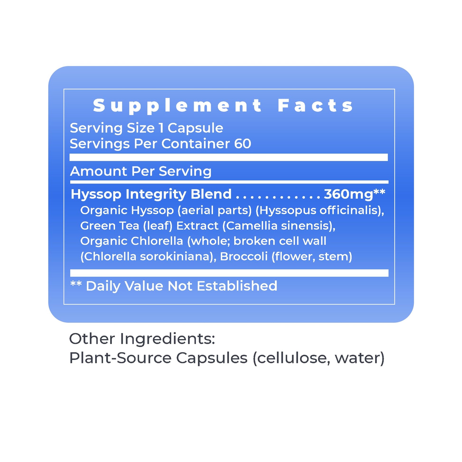 Premier Research Labs Hyssinol - Hyssop Herb, Hyssop Capsules, Wellness Pills with Organic Hyssop Dry Herb, Dietary Supplement with Green Tea, Antioxidant Support - 60 Vegetarian Capsules Premier Research LabsAu supplements