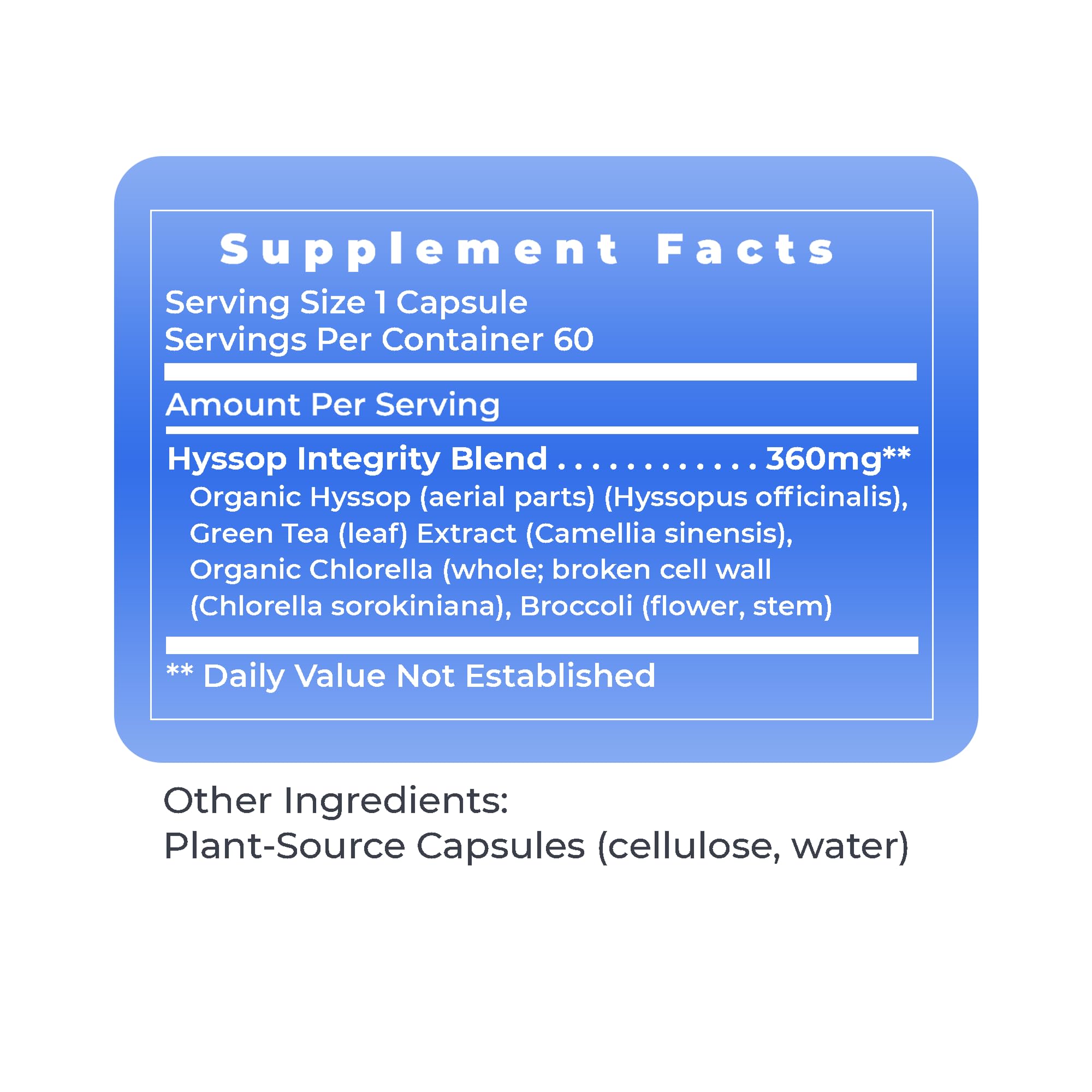 Premier Research Labs Hyssinol - Hyssop Herb, Hyssop Capsules, Wellness Pills with Organic Hyssop Dry Herb, Dietary Supplement with Green Tea, Antioxidant Support - 60 Vegetarian Capsules Premier Research LabsAu supplements