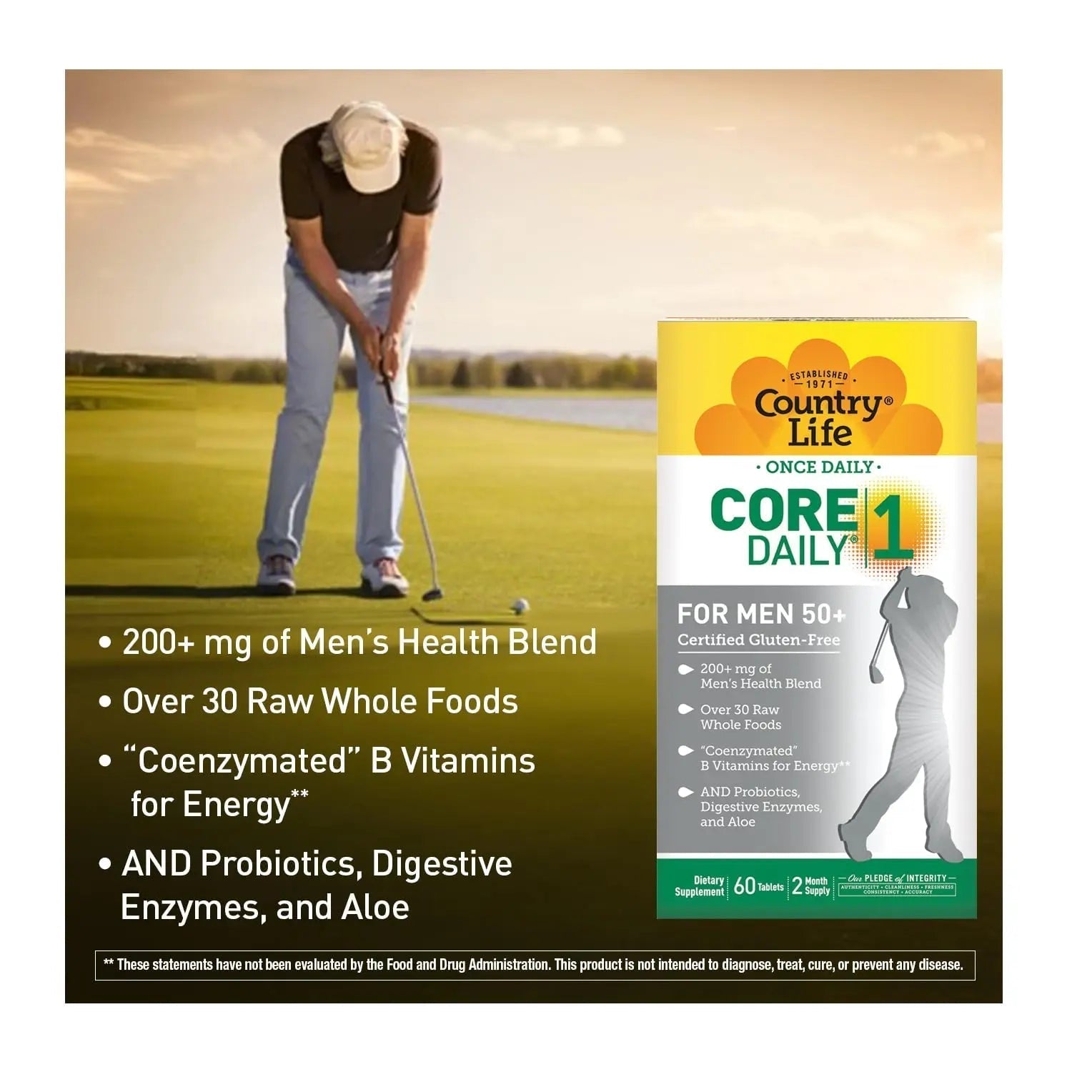 Country Life CORE Daily-1 Multivitamin for Men 50+ - Gluten-Free, Energy Support with Coenzymated B Vitamins Country LifeAu supplements