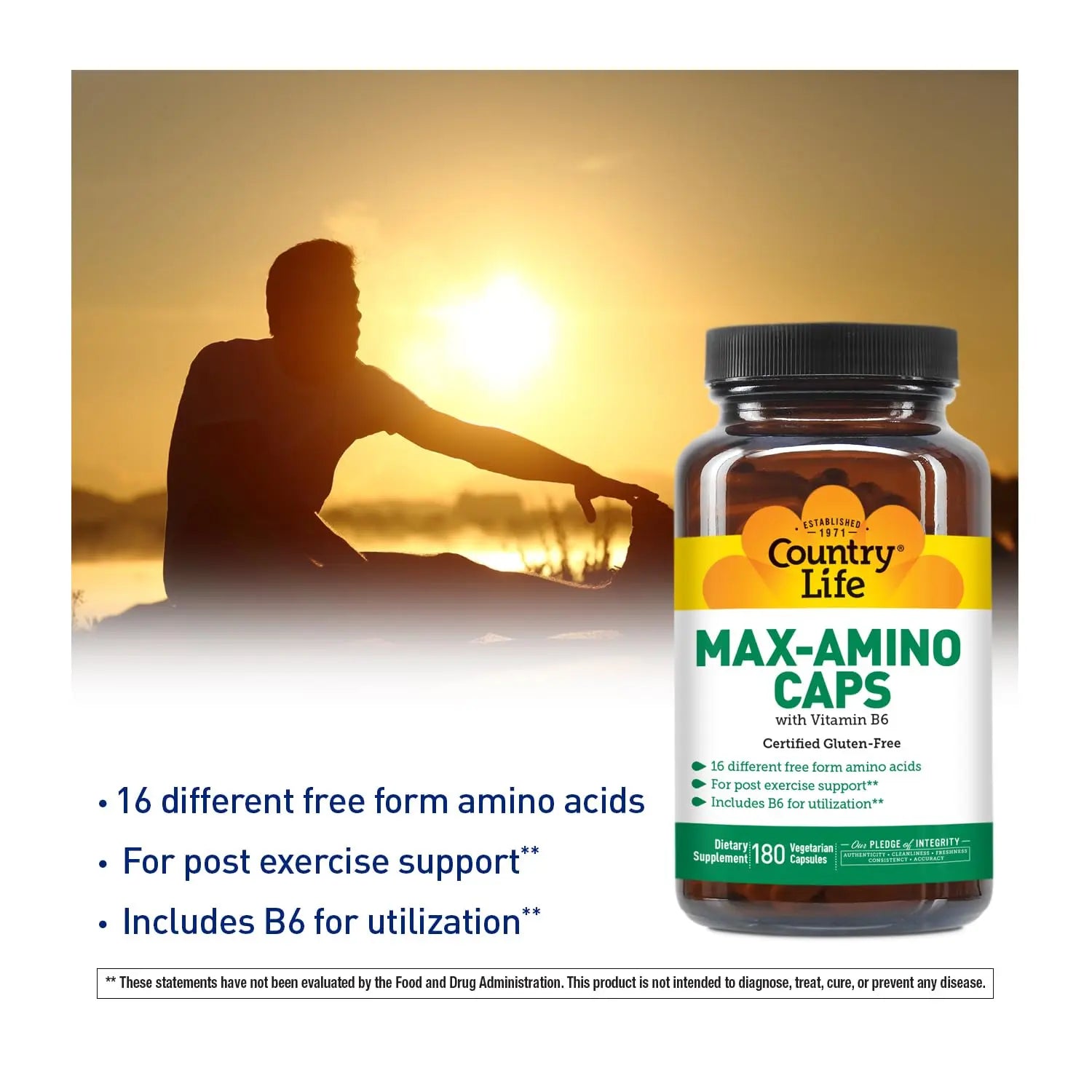 Country Life Maxi-Amino 16 Amino Acids 90 Capsules Gluten Free Country LifeAu supplements