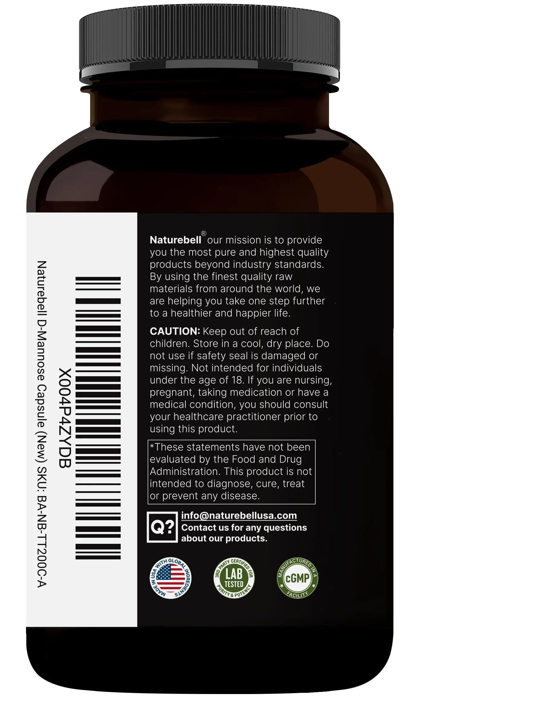 NatureBell D-Mannose 500mg Capsules (2,000mg Per Serving) | 240 Veggie Capsules + Cranberry Concentrate 40mg – Fast Acting Urinary Tract Health Pills – Ultra UTI Support for Women & Men NatureBellAu supplements