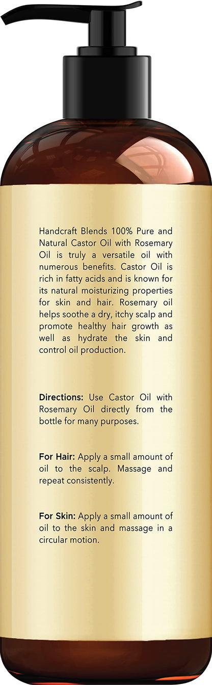 Handcraft Blends Castor Oil with Rosemary Oil for Hair Growth, Eyelashes, Eyebrows Handcraft BlendsUS supplements