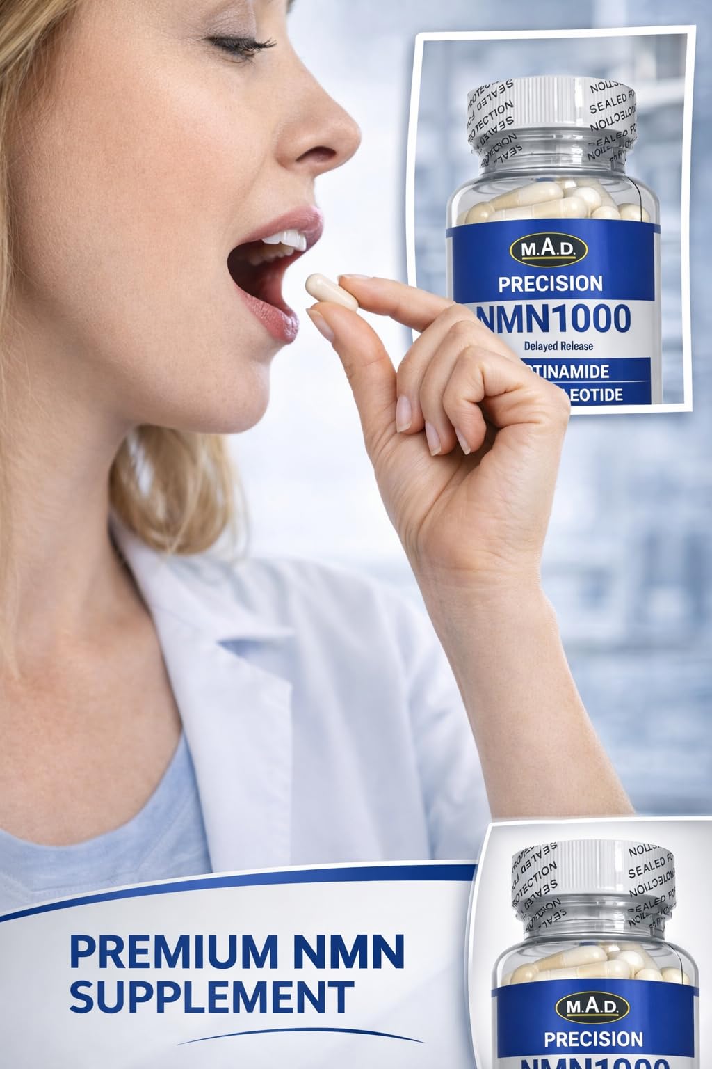 Precision NMN1000-1000 mg per Serving, 90 Capsules, 45 Grams Total Delayed Release Vegetarian Capsule, Nicotinamide Mononucleotide GenericAu supplements