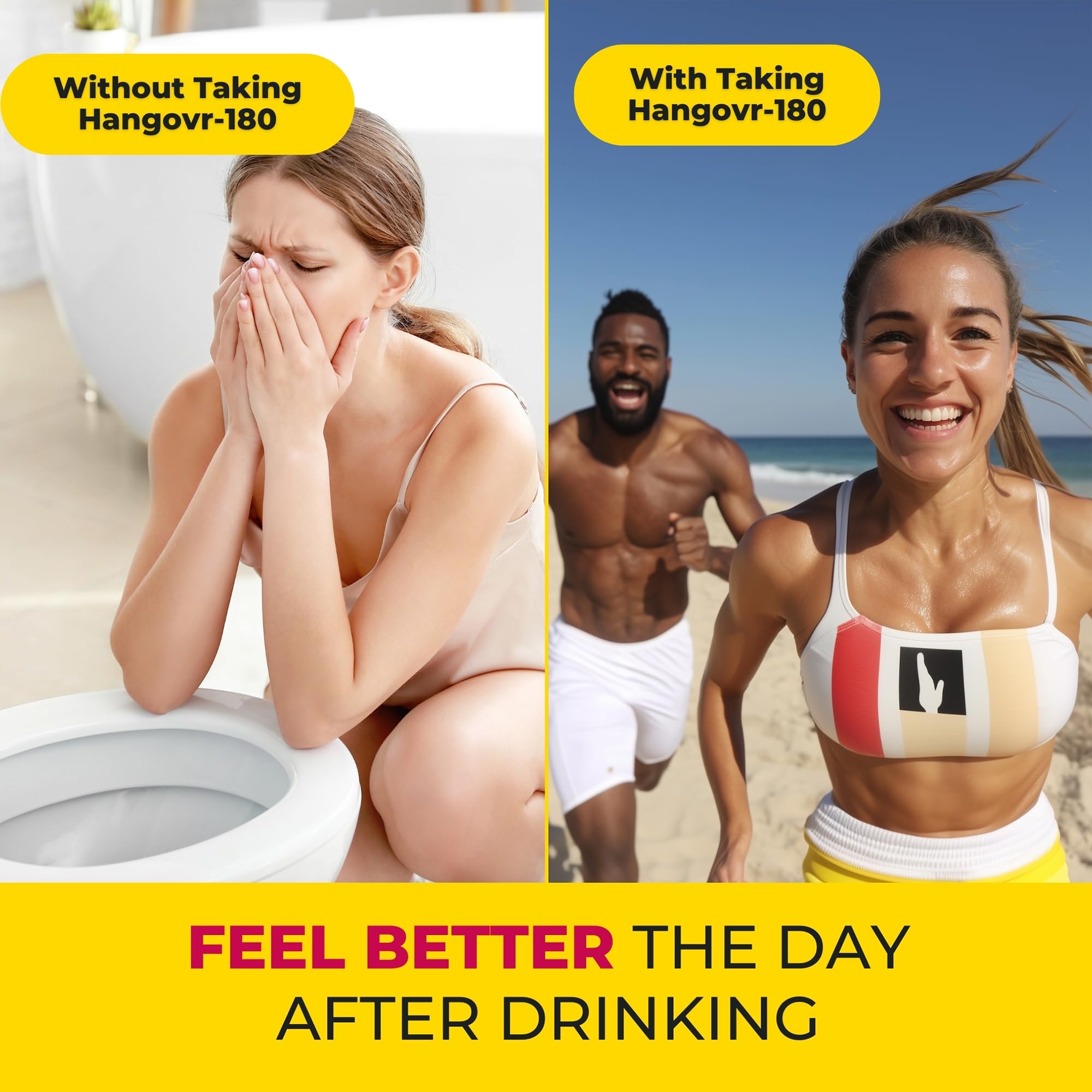 Hangovr 180 Tri-Power Before Drinking Defense 4 Pack - Support Liver & Brain Health, Feel Fresher & Better Energy - - Take Before Drinking for Relief, 3 Capsules per Pouch HANGOVR-180Au supplements