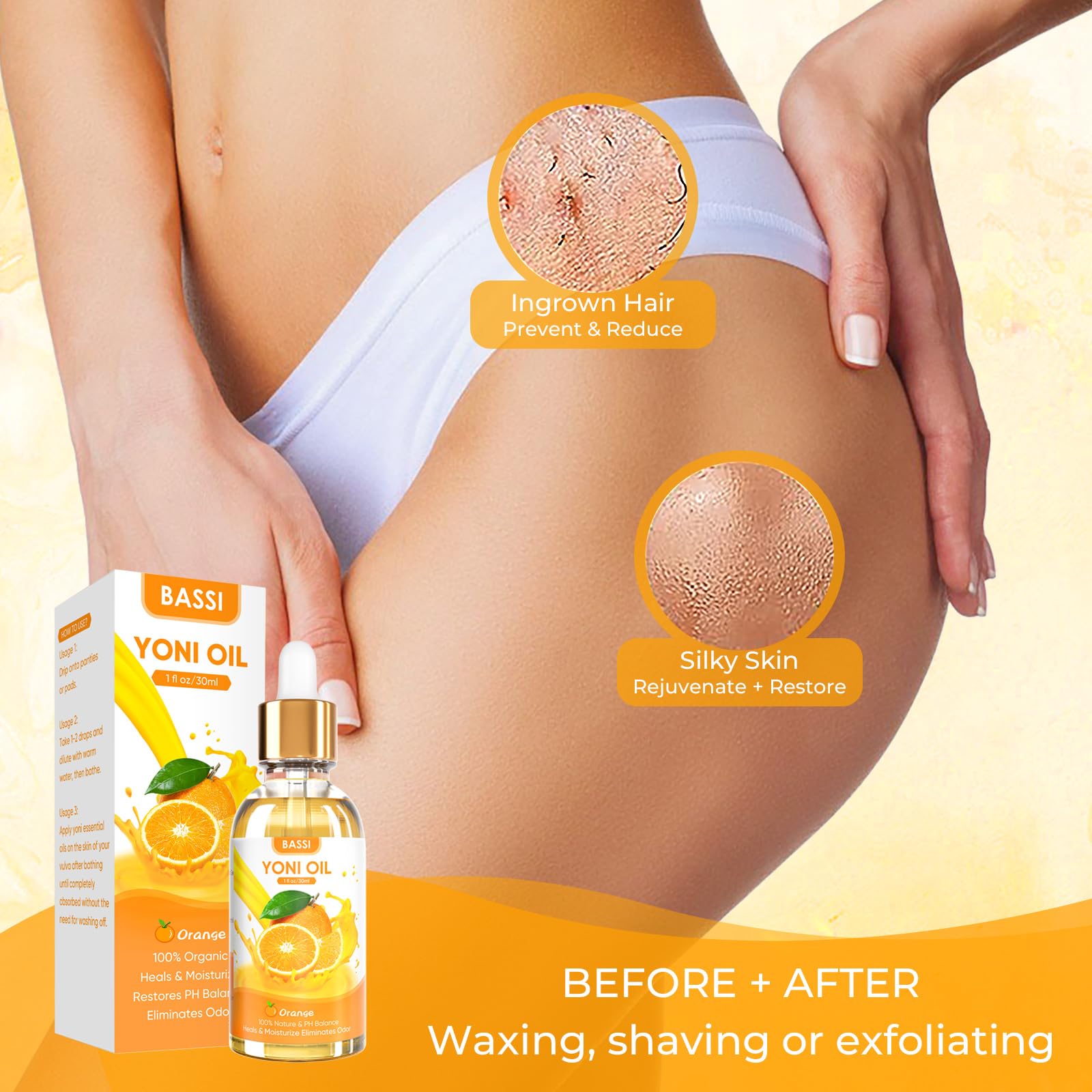 BASSI 2PCS Yoni Oil Organic Feminine Oil Vaginal Moisturizer - Ph Balance for Women - Feminine Deodorant BASSIAu supplements
