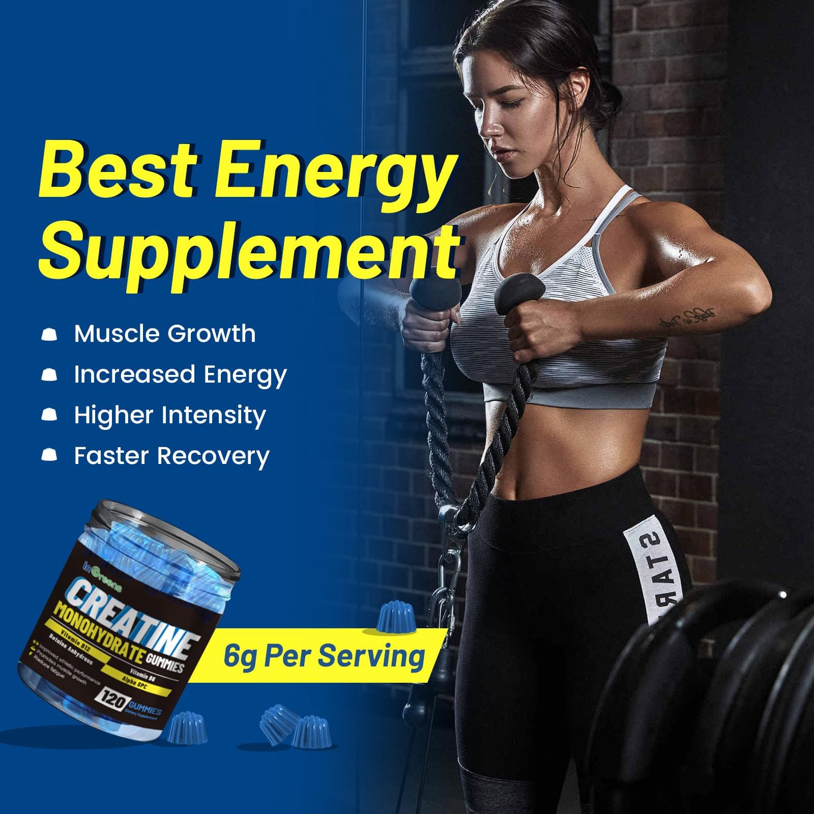 inGreens Creatine Monohydrate Gummies 6g for Men & Women 120 Count inGreensAu supplements