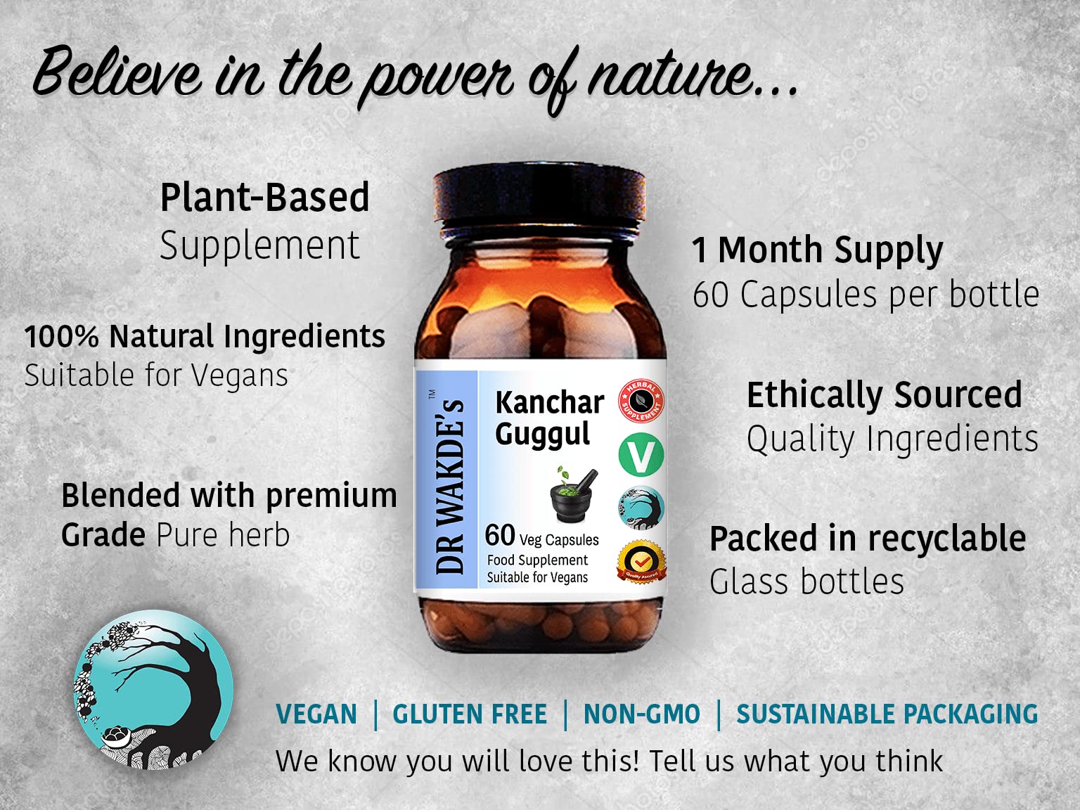 DR WAKDE's Kanchnar Guggul (60 Veg Caps, Ayurvedic Supplement, Vegan, Herbal, Natural, Made in the UK) DR WAKDE'sAu supplements