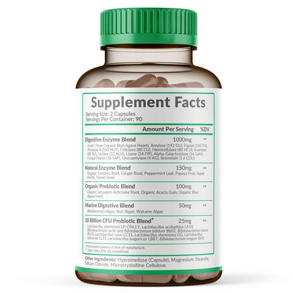 Wholesome Wellness Digestive Enzymes 1000MG Plus Prebiotics & Probiotics Supplement, 180 Capsules, Organic Plant-Based Vegan Formula for Digestion Wholesome WellnessUS supplements