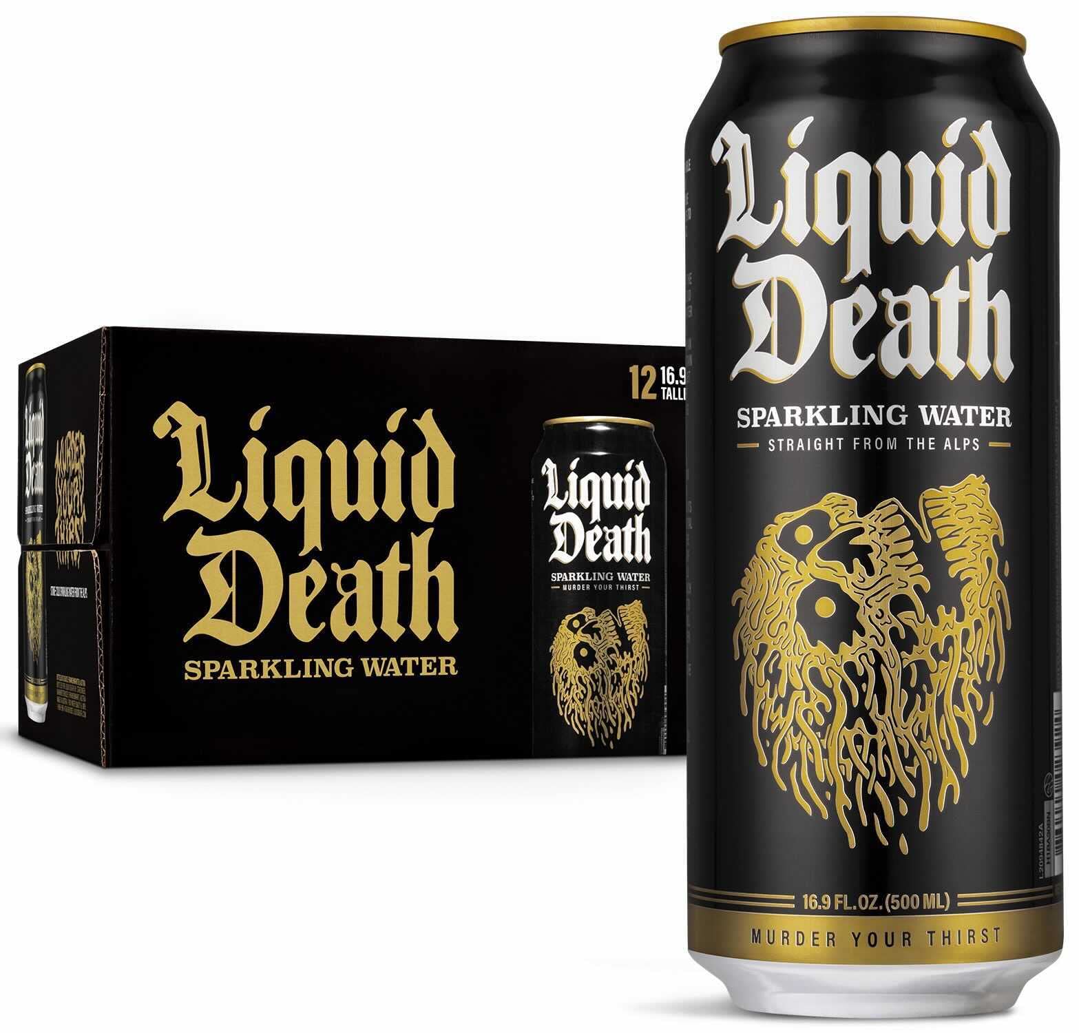 Liquid Death Sparkling Mountain Water, 16.9 oz Tallboys (12-Pack) Liquid DeathUS supplements