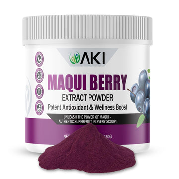 AKI Maqui Berry Extract Powder – Wild Harvested from Patagonia, High in Anthocyanins & Polyphenols, Freeze-Dried Superfruit for Smoothies, Non-GMO, Vegan, 150g/ 5.3 oz AKI ORGANICAu supplements