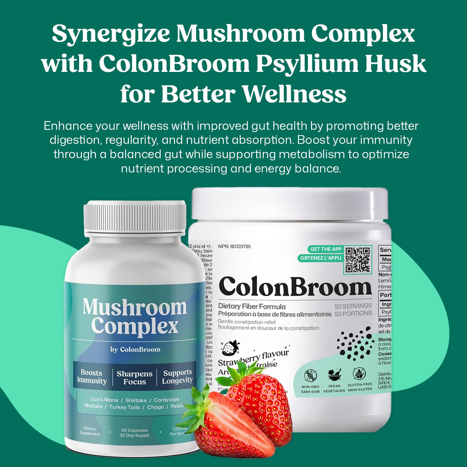 ColonBroom Mushroom Complex, Powerful Mushroom Blend with Cordyceps, Reishi, Shiitake, Lion’s Mane Extract for Energy, Immunity, Stress Relief & Cognitive Health - 60 Capsules, 30 Day Supply ColonBroomAu supplements