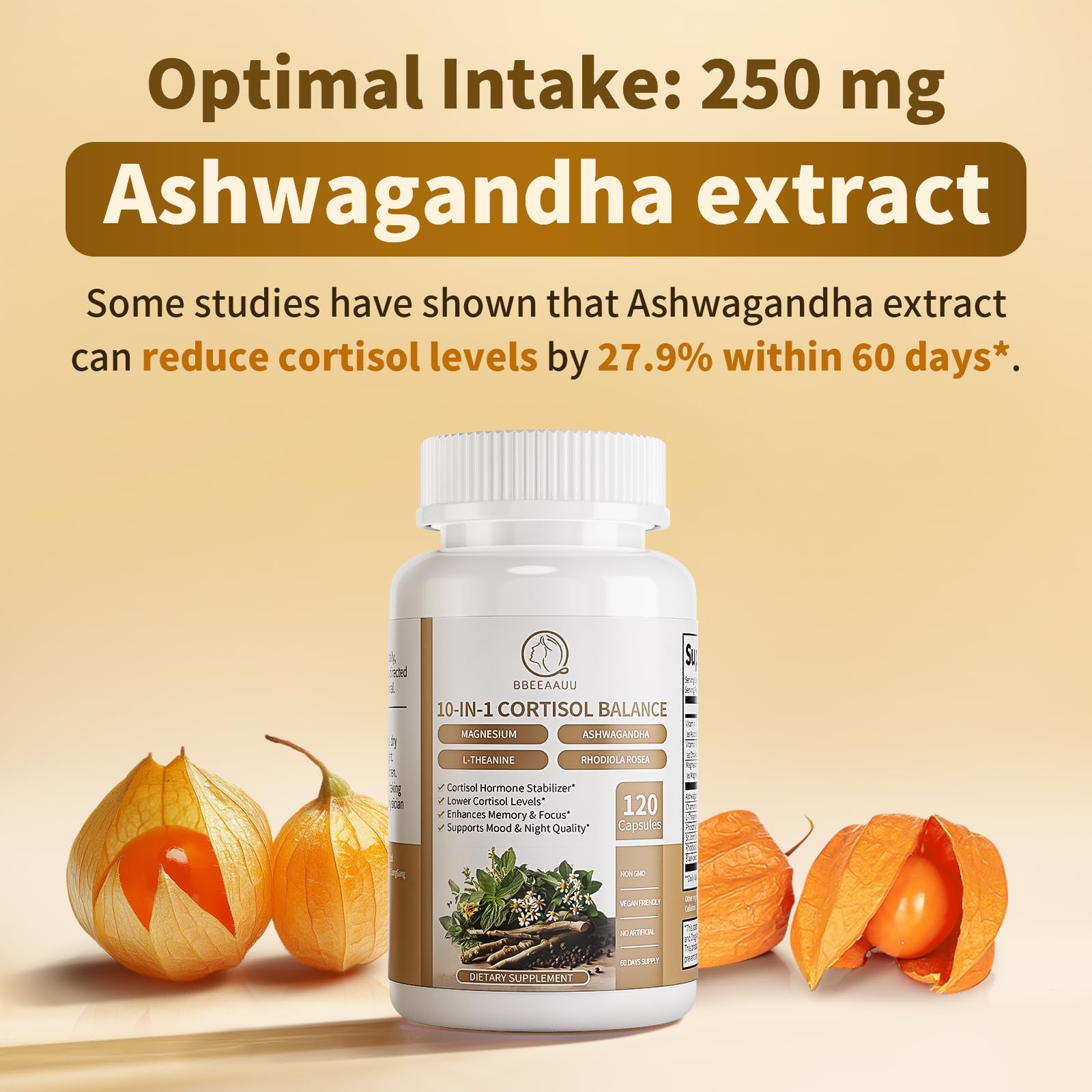 2 Pack Cortisol Supplements for Women & Men - 10-in-1 Cortisol Reducer Manager Detox with Ashwagandha, Magnesium - Lower High Cortisol Levels, Relaxation & Night Support, Non-GMO, 120 Capsules BBEEAAUUAu supplements