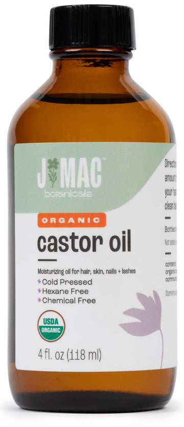 J MAC BOTANICALS Organic Castor Oil Cold Pressed (Glass Bottle, 4 oz ) J MAC BOTANICALSAu supplements