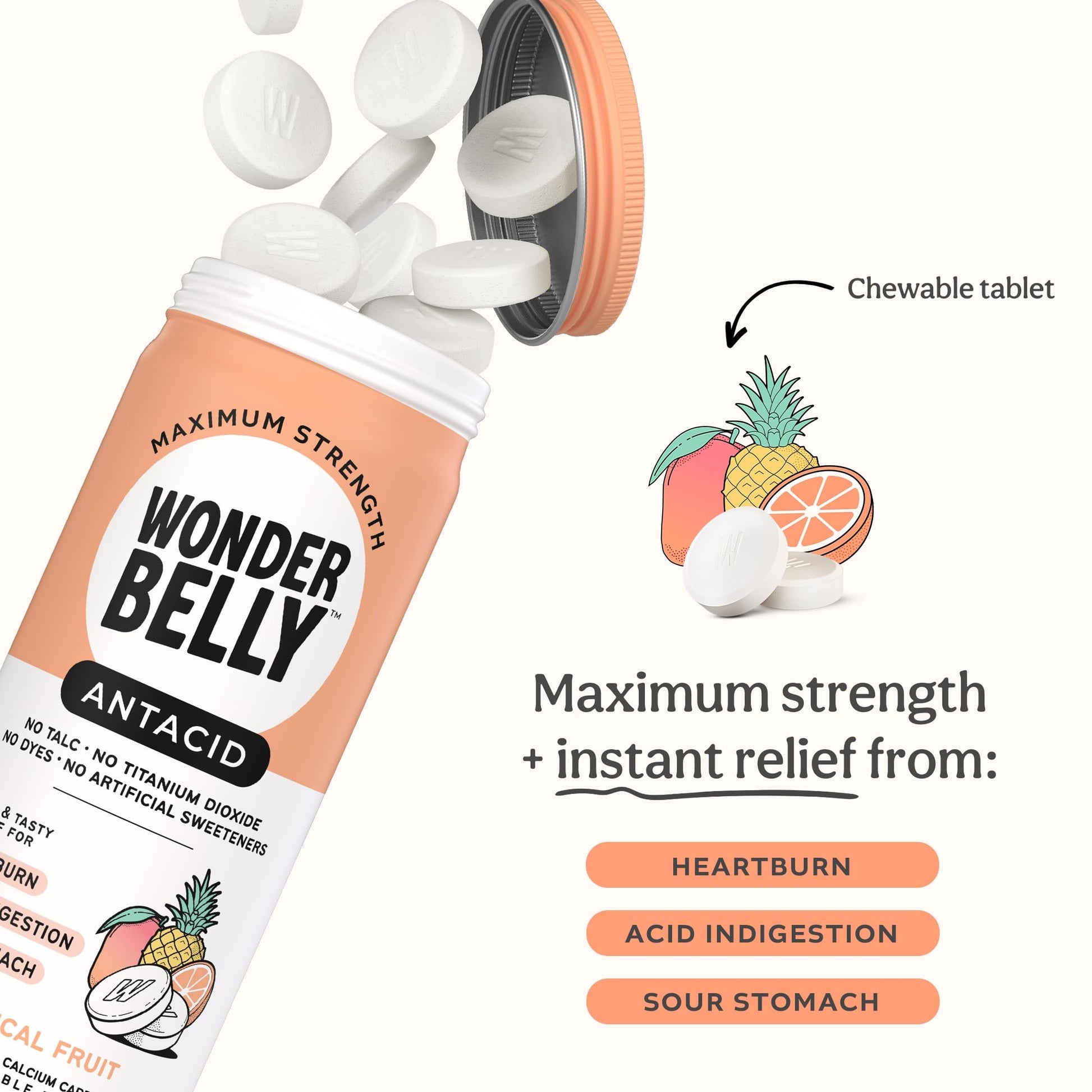 Wonderbelly Antacid, Effective Heartburn and Instant Acid Indigestion Relief, Maximum WonderbellyAu supplements