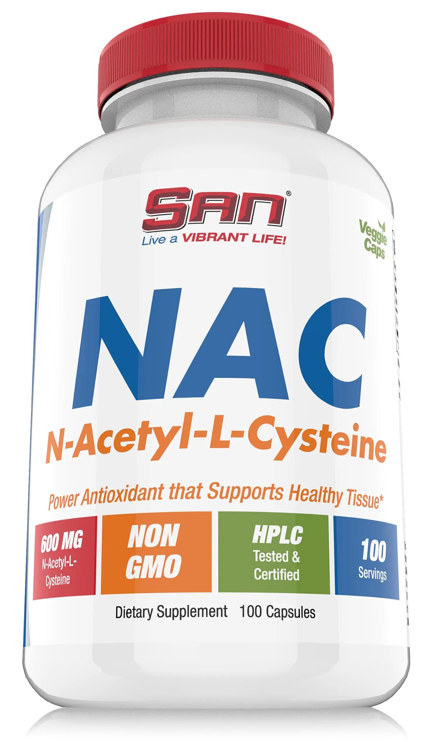SAN N-Acetyl-L-Cysteine (NAC), Immune, Respiratory, Liver Health, NAC 600 mg, Potent antioxidant Support, Free-radicals, Easy to Absorb, 100 Capsules SANnz supplements