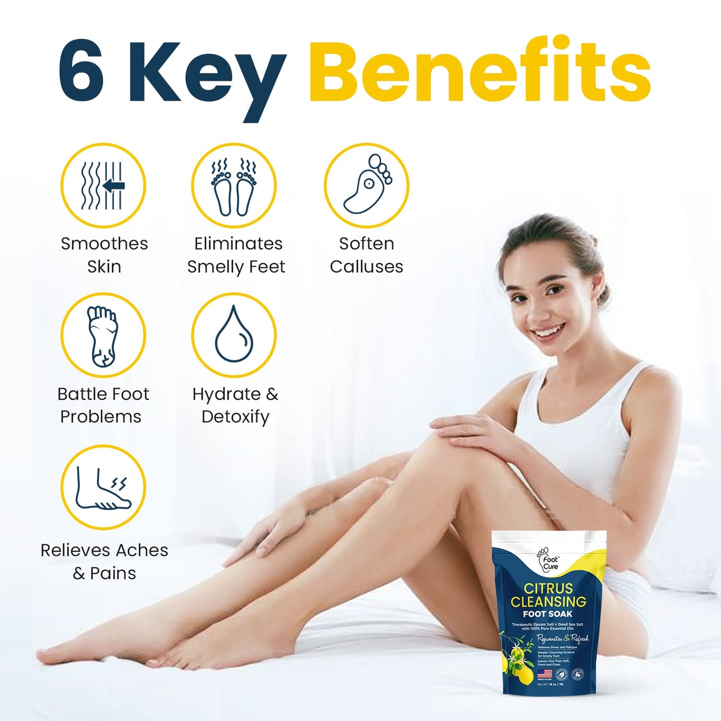 Citrus Detox Foot Soak With Epsom Salts - for Foot Callus, Immune Boost, Damaged Toenail FOOT CUREUS supplements