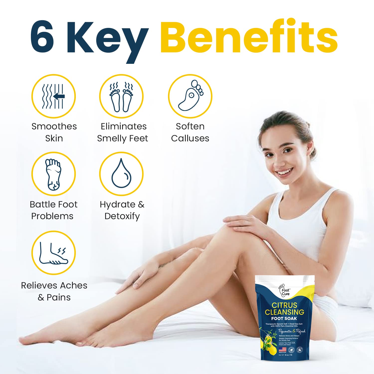 Citrus Detox Foot Soak With Epsom Salts - for Foot Callus, Immune Boost, Damaged Toenail FOOT CUREUS supplements