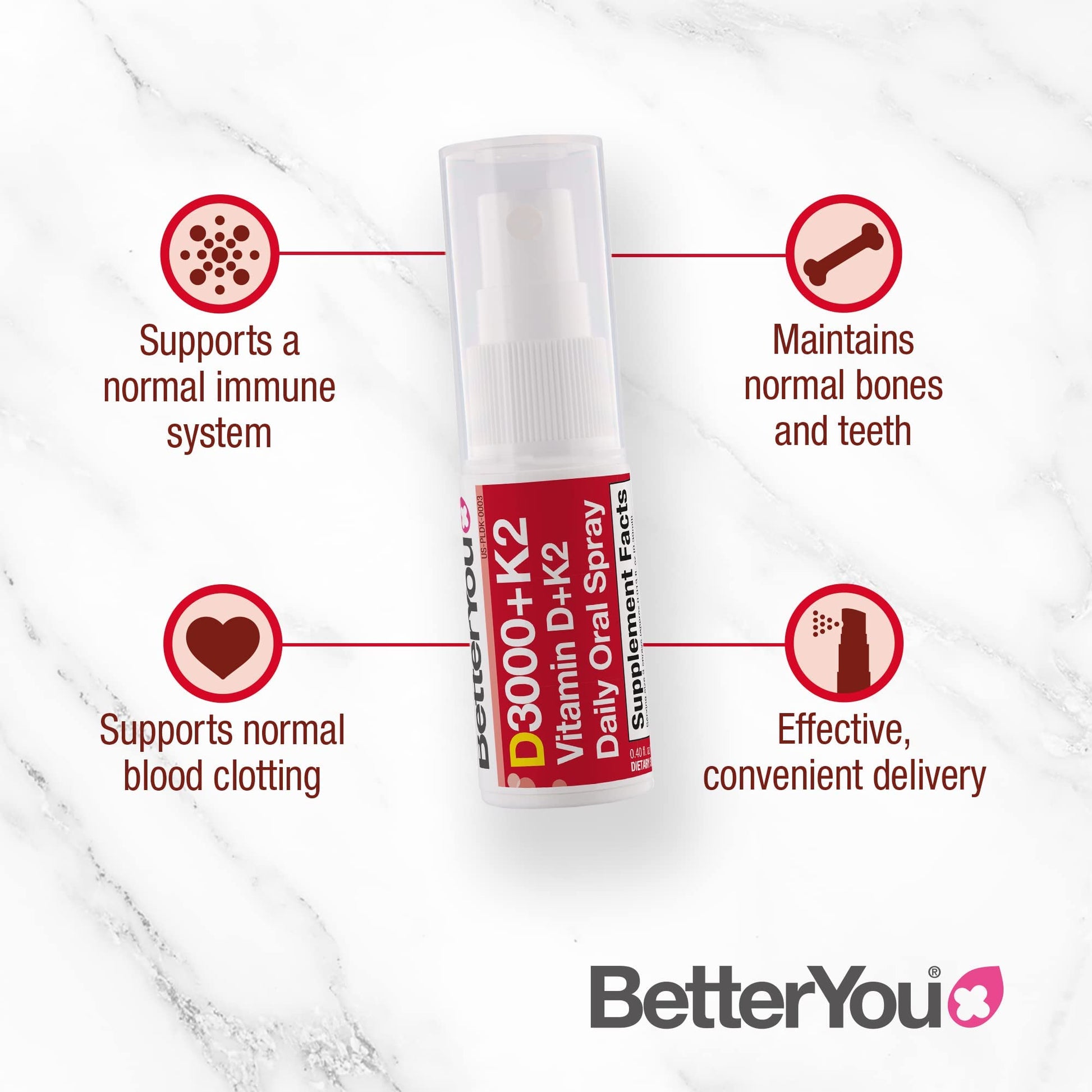 BetterYou D3000 + Vitamin D + K2 Spray 12ml BetterYouUS supplements