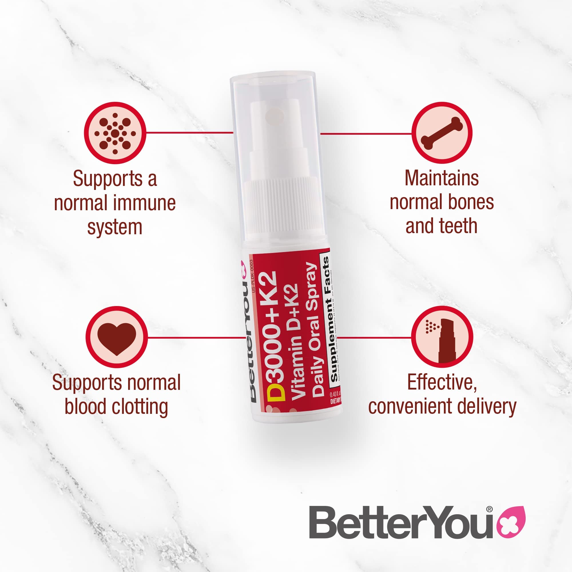 BetterYou D3000 + Vitamin D + K2 Spray 12ml BetterYouUS supplements
