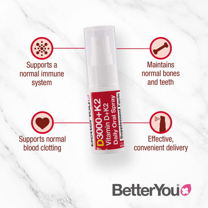 BetterYou D3000 + Vitamin D + K2 Spray 12ml BetterYouUS supplements