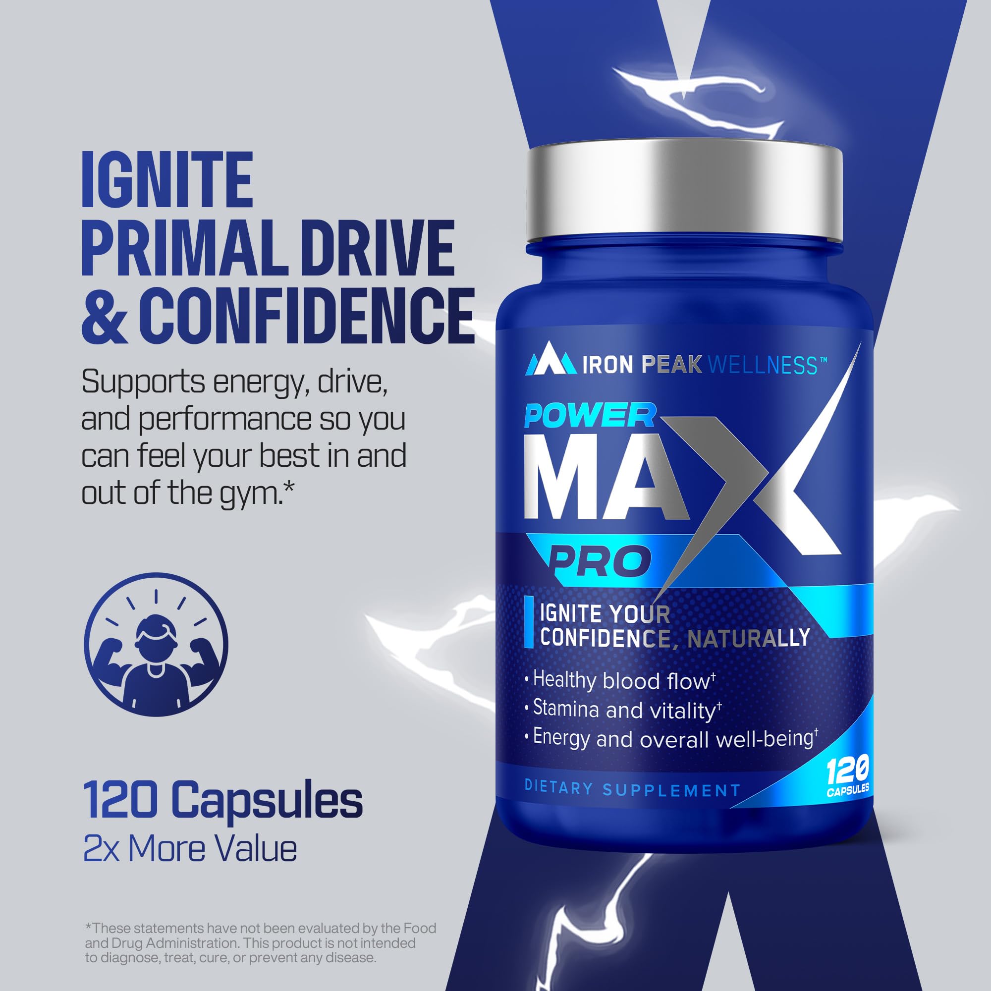 Testosterone Booster Pills for Men - Male Enhancing Supplement - Fast Acting Blood Flow, Muscle Growth, Strength, Energy, Libido, Endurance, Workout - Natural Performance Test Boost - 60 Day Serving IronPeak WellnessAu supplements