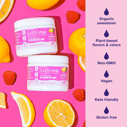 Ultima Replenisher Daily Electrolyte Drink Mix – Pink Lemonade, 30 Serving – Hydration Ultima ReplenisherUS supplements