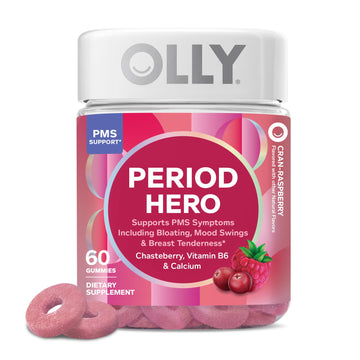 OLLY Period Hero Gummies, PMS Support Supplement,* Chasteberry, Vitamin B6, Calcium, Cran-Raspberry Flavor, 30 Day Supply - 60 Count OLLYAu supplements