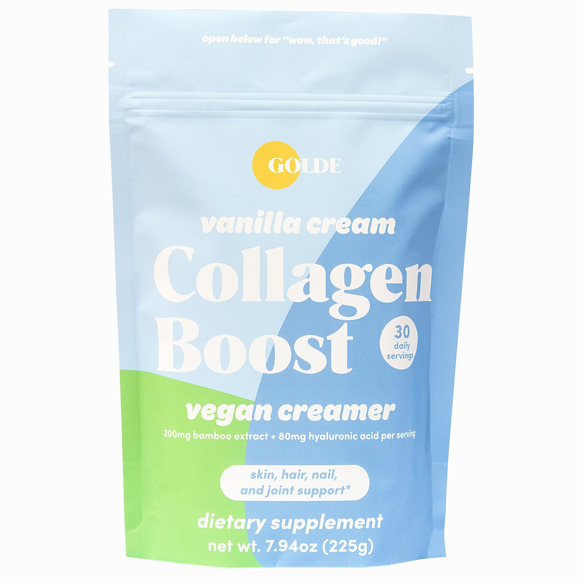 GOLDE - Collagen Boost Vegan Creamer - Vanilla Cream - Plant Based Collagen Supplement w/Hyaluronic Acid, Biotin, & Bamboo Extract - Supports Hair, Skin, & Nail Health - 30 Servings GOLDEAu supplements
