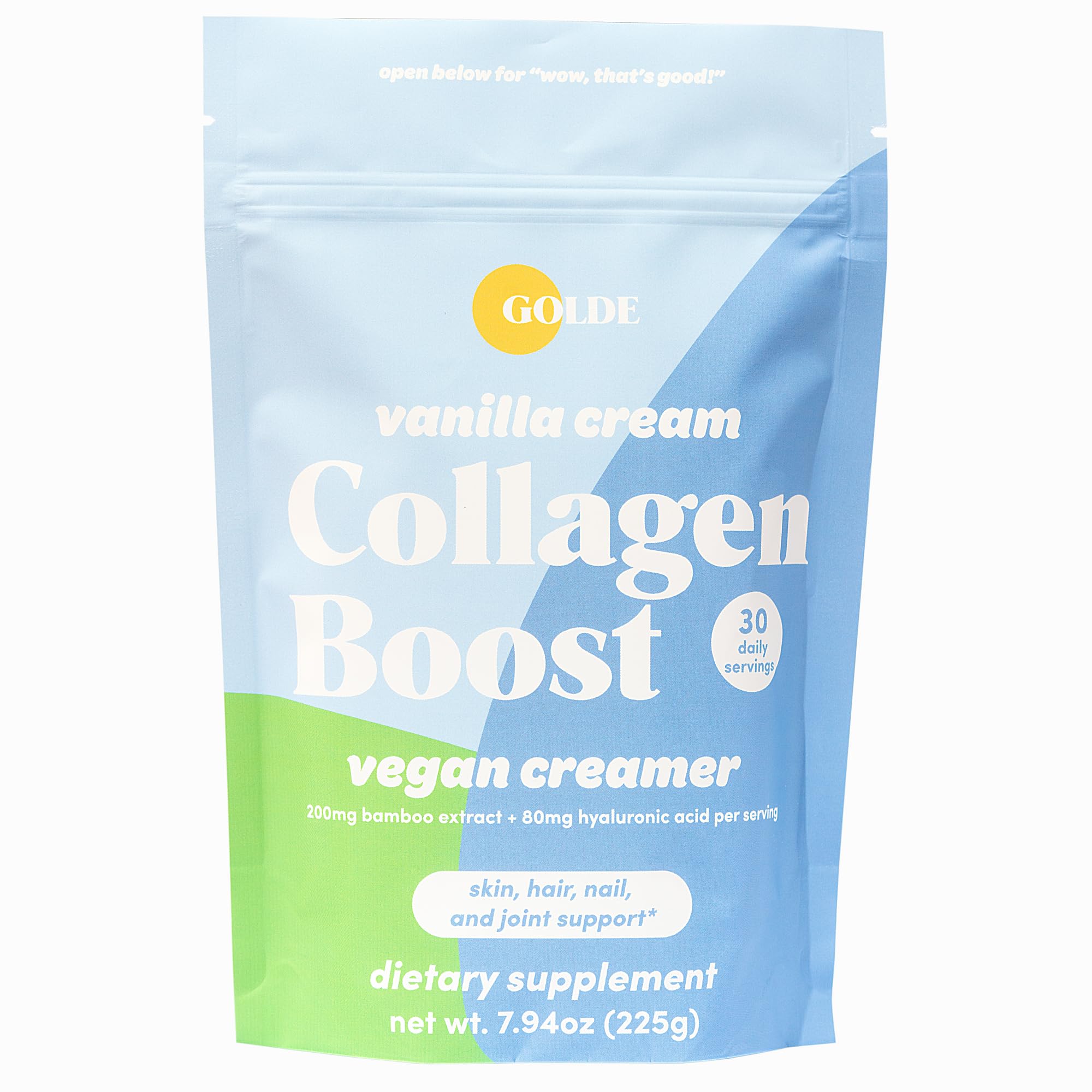 GOLDE - Collagen Boost Vegan Creamer - Vanilla Cream - Plant Based Collagen Supplement w/Hyaluronic Acid, Biotin, & Bamboo Extract - Supports Hair, Skin, & Nail Health - 30 Servings GOLDEAu supplements