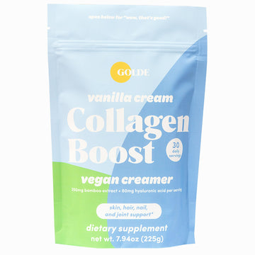 GOLDE - Collagen Boost Vegan Creamer - Vanilla Cream - Plant Based Collagen Supplement w/Hyaluronic Acid, Biotin, & Bamboo Extract - Supports Hair, Skin, & Nail Health - 30 Servings GOLDEAu supplements