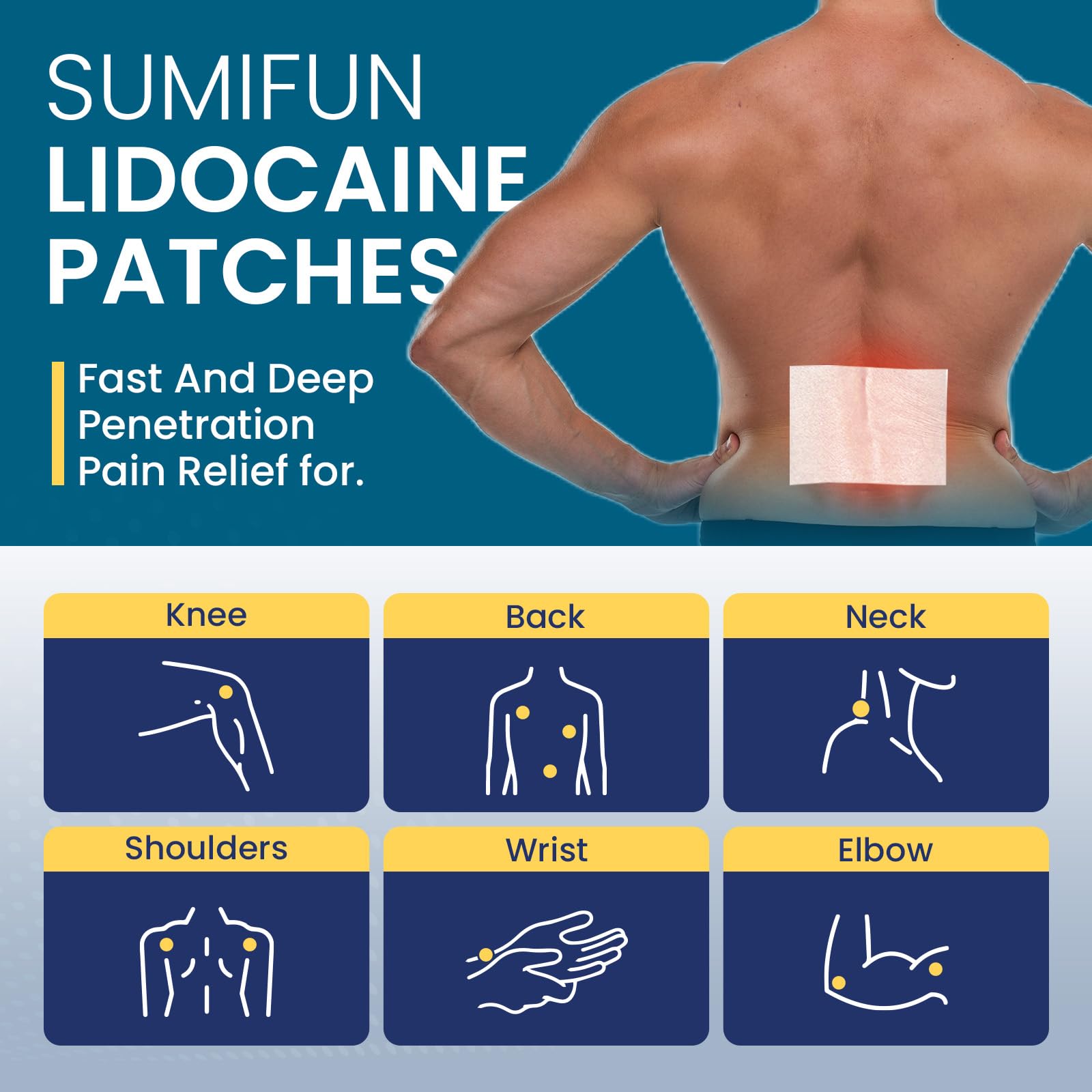 Sumifun 4% Lidocaine Pain Relief Patches 30 Count Maximum Strength Numbing Gel Patch for Back Knee Neck Joint Ache Muscle Soreness Topical Analgesic SumifunAu supplements
