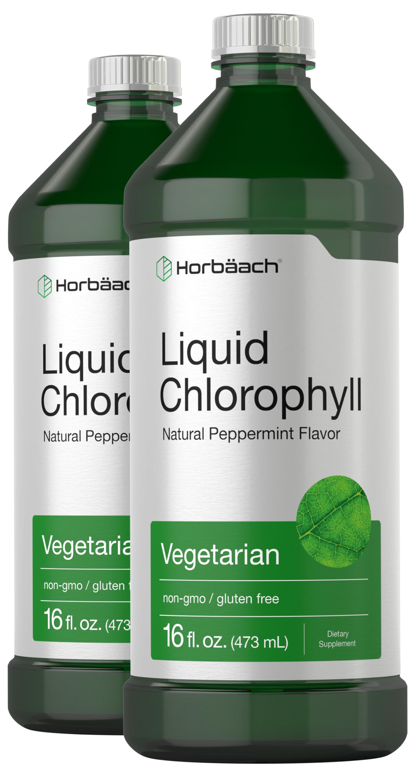 Chlorophyll Liquid Drops 100mg | 32 oz (2 x 16 oz Bottles) | Natural Peppermint Flavor HorbäachAu supplements